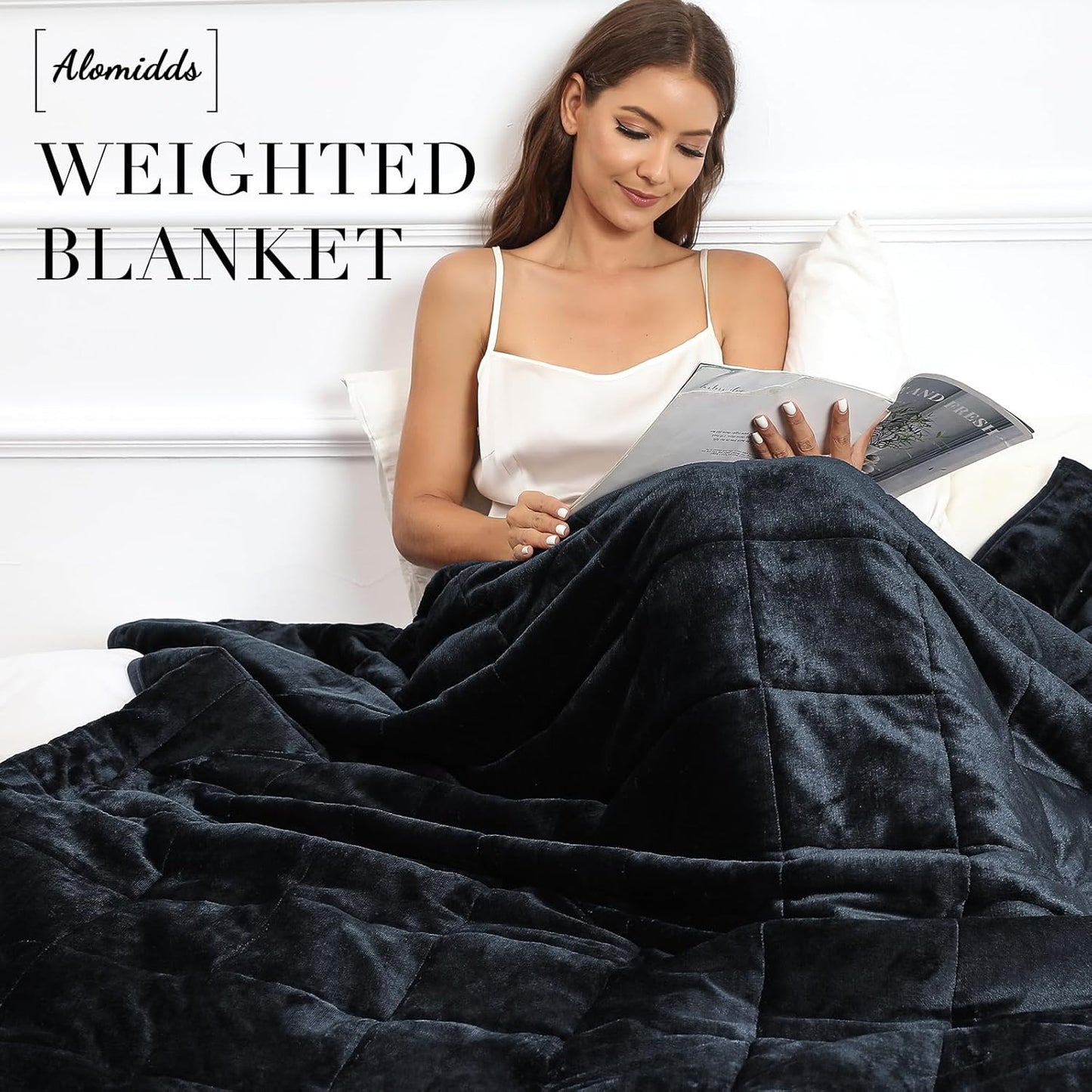 Alomidds Sherpa Fleece Weighted Blanket, Twin 15lbs Adult Weighted Blankets, Fuzzy Throw Blanket with Soft Plush Flannel, Heavy Blanket Microfiber for Bed Sofa, 48 x 72 inches Dark Grey
