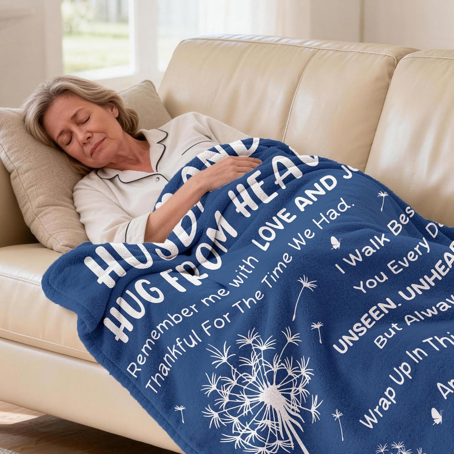 Memorial Gifts for Loss of Husband- Hug from Heaven Blanket 60'' x 50'', Sympathy Gifts for Loss of Husband, Grief Gifts for Women, Gift to Express Bereavement, Condolences, Comfort, Remembrance