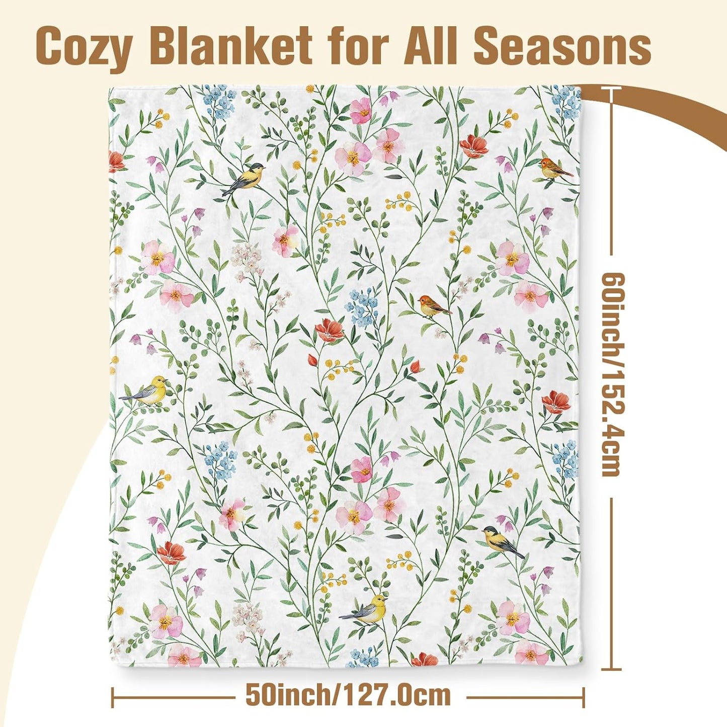 Aimego Wildflowers Blanket Gifts for Women Boho Plant Floral Throw Blanket Colorful Flowers Blankets Birthday Gift for Girls Flannel Flower for Living Room Bed Sofa and Chair Decor(50X60 Inch)