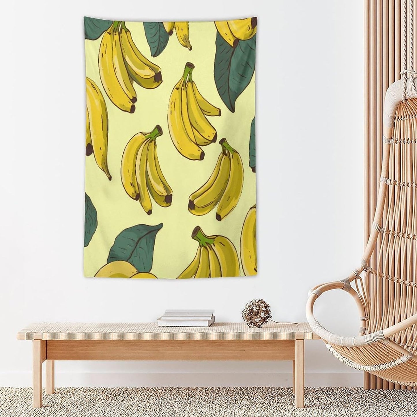 FodPand Banana Print Tapestry Anti-fading Wall Tapestry with Installation Kit Backdrop Banner Multipurpose Aesthetic Tapestries Boho Wall Art Hanging Decorative Blanket 40"x60"