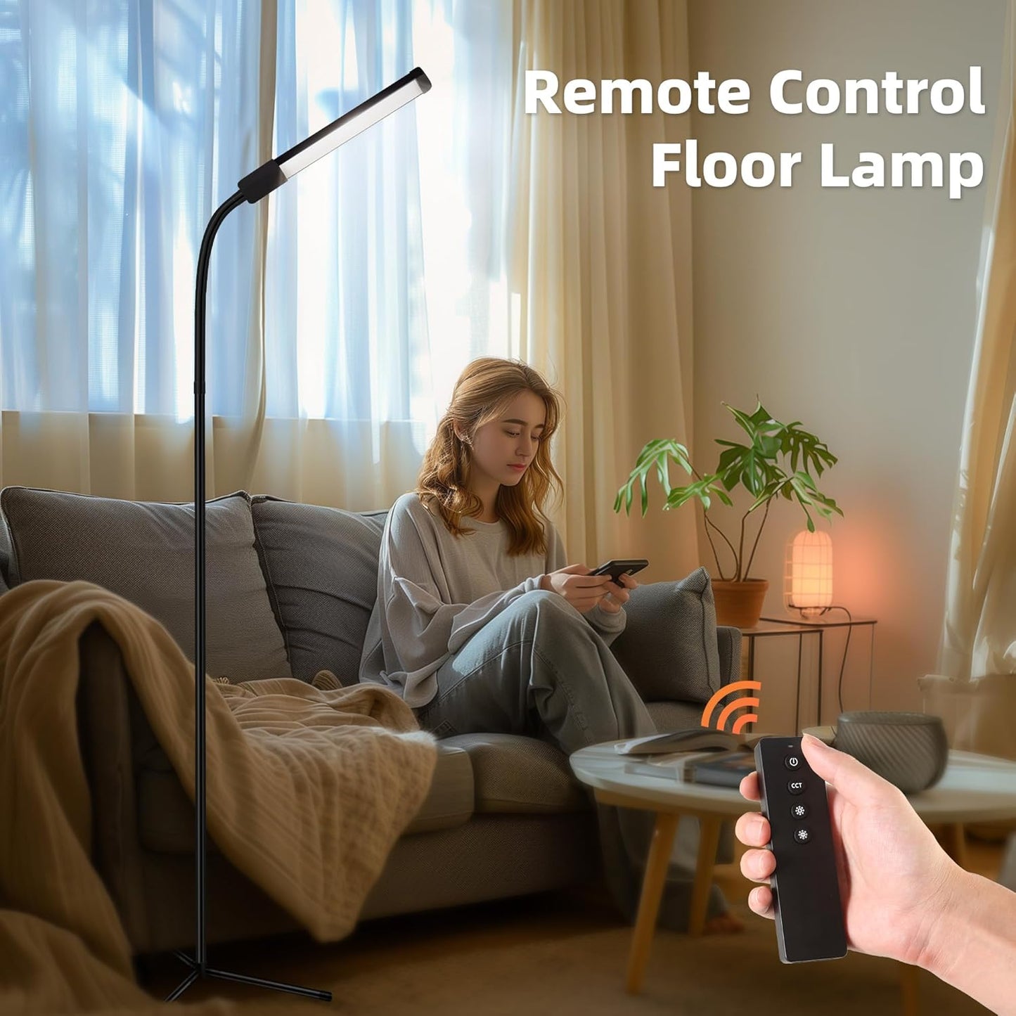 Floor Lamp with Remote, Bright Led Lash lamp for Eyelash Extensions, Dimmable Brightness and 4 Colors Standing Lamp for Beauty, Adjustable Height for Makeup Light lash Bed