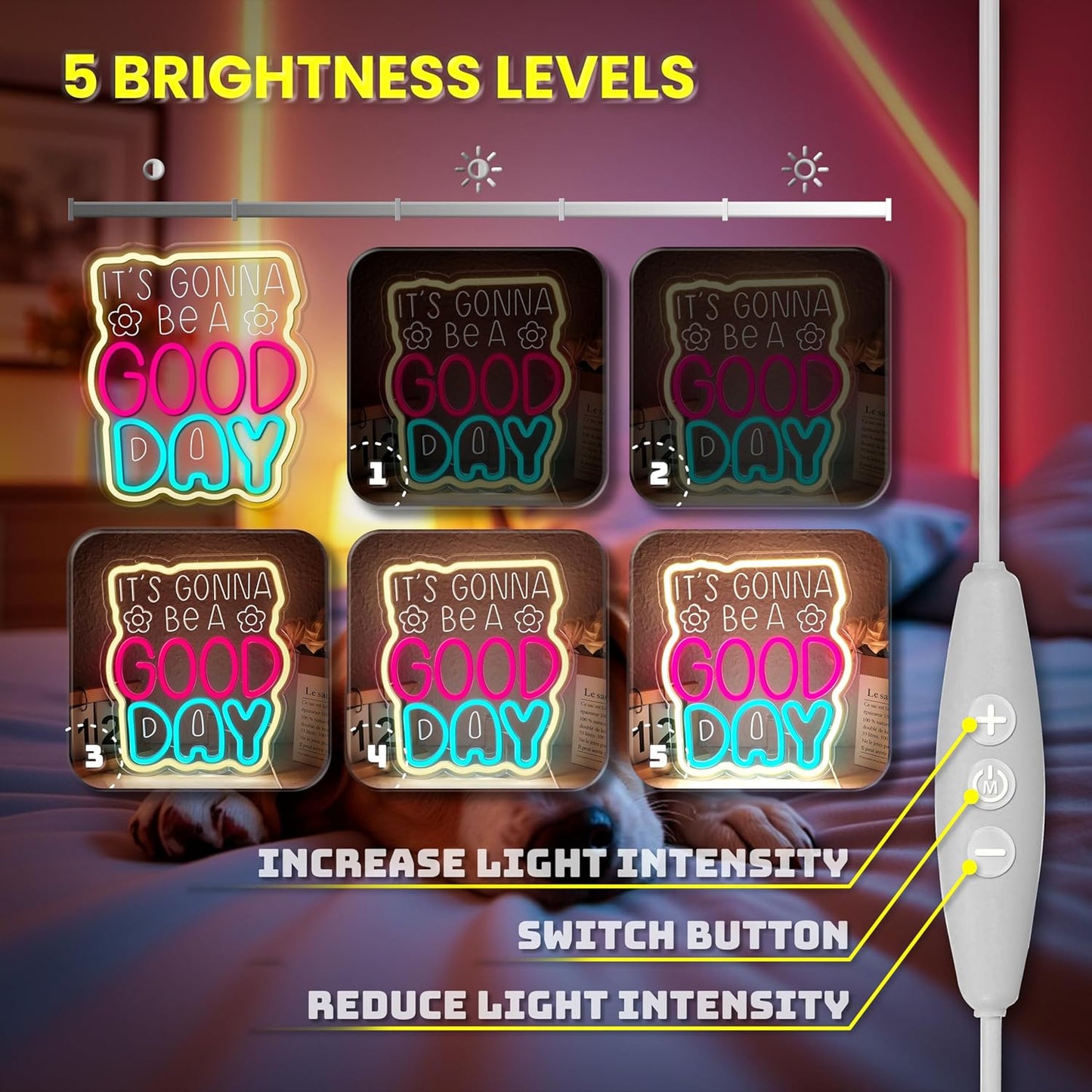 Neon Sign, It's Gonna Be A Good Day Neon Signs for Wall Decor, Dimmable Acrylic Neon Lights for Living Room Bedroom Playroom Restaurant Bar Pub Club Hotel Commercial Streets Party Decorations