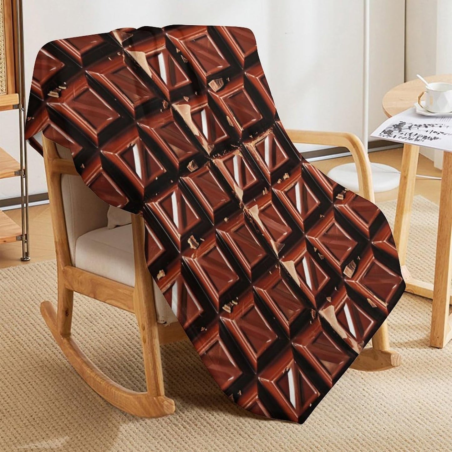 Chocolate Throw Blanket - Soft Flannel Chocolate Blankets for Teens Adults Women Men Chocolate Lovers - Warm Food Throw Blankets for All Season Lap, Chair, Sofa - 70"x50"