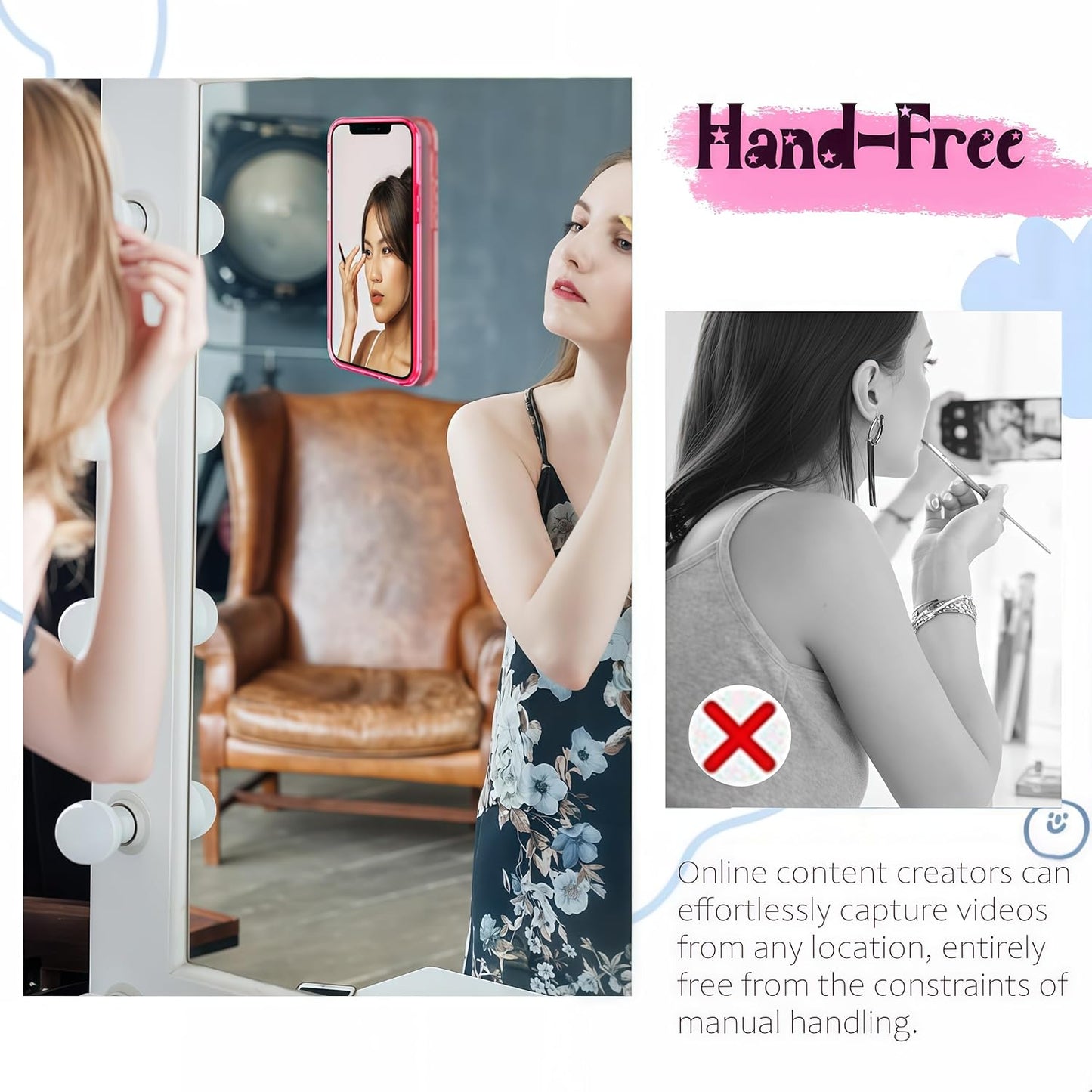 Anteel 6 Pack Silicone Suction Phone Case Adhesive Mount, Strong Grip Holder for Selfies and Tiktok Videos, Hands-Free Sticky Phone Grip for iPhone and Android, 2.17" x 3.15"