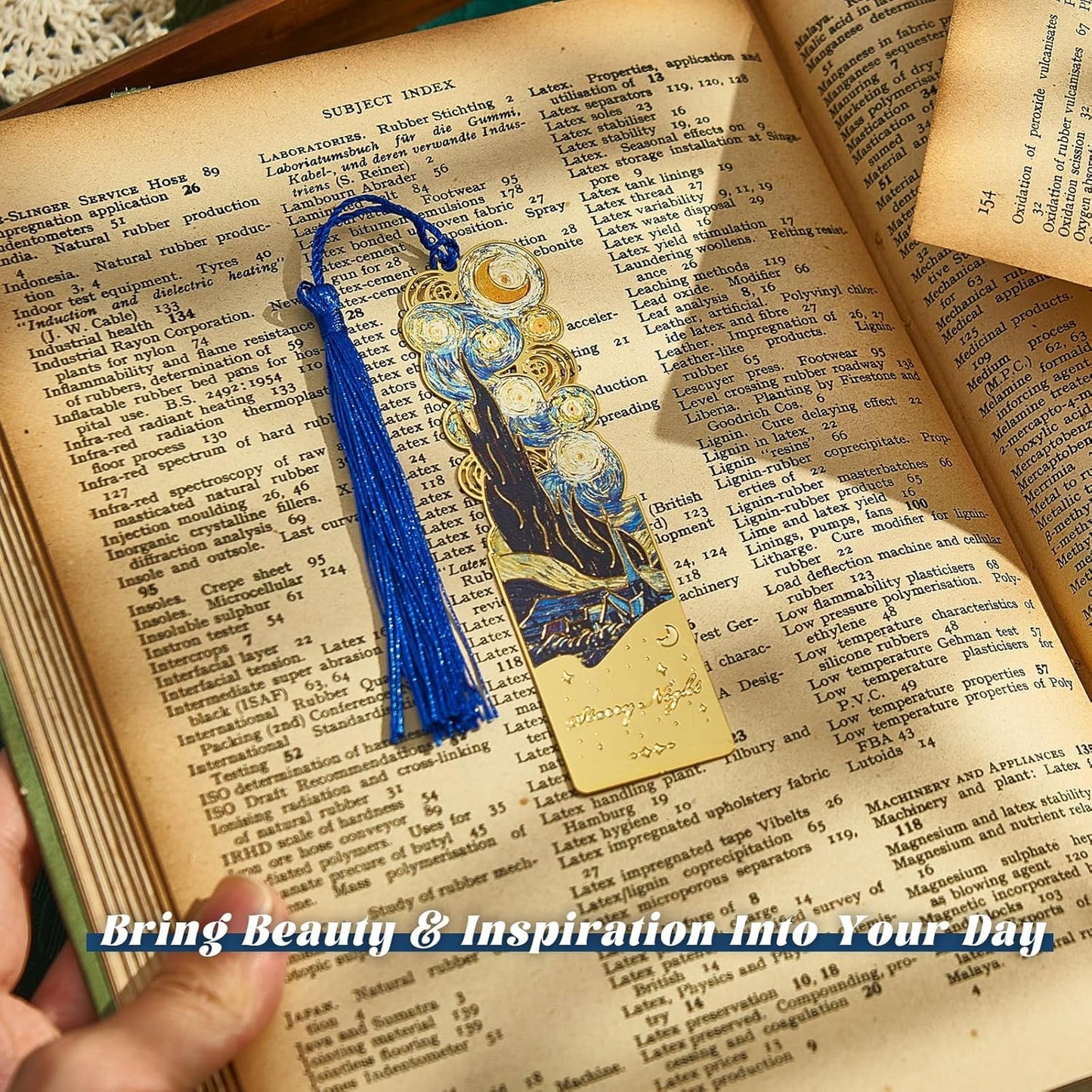 8psc Metal Bookmarks with Tassel, Vintage Van Gogh Book Marks for Reading Women Men Teen, Book Lovers Gift