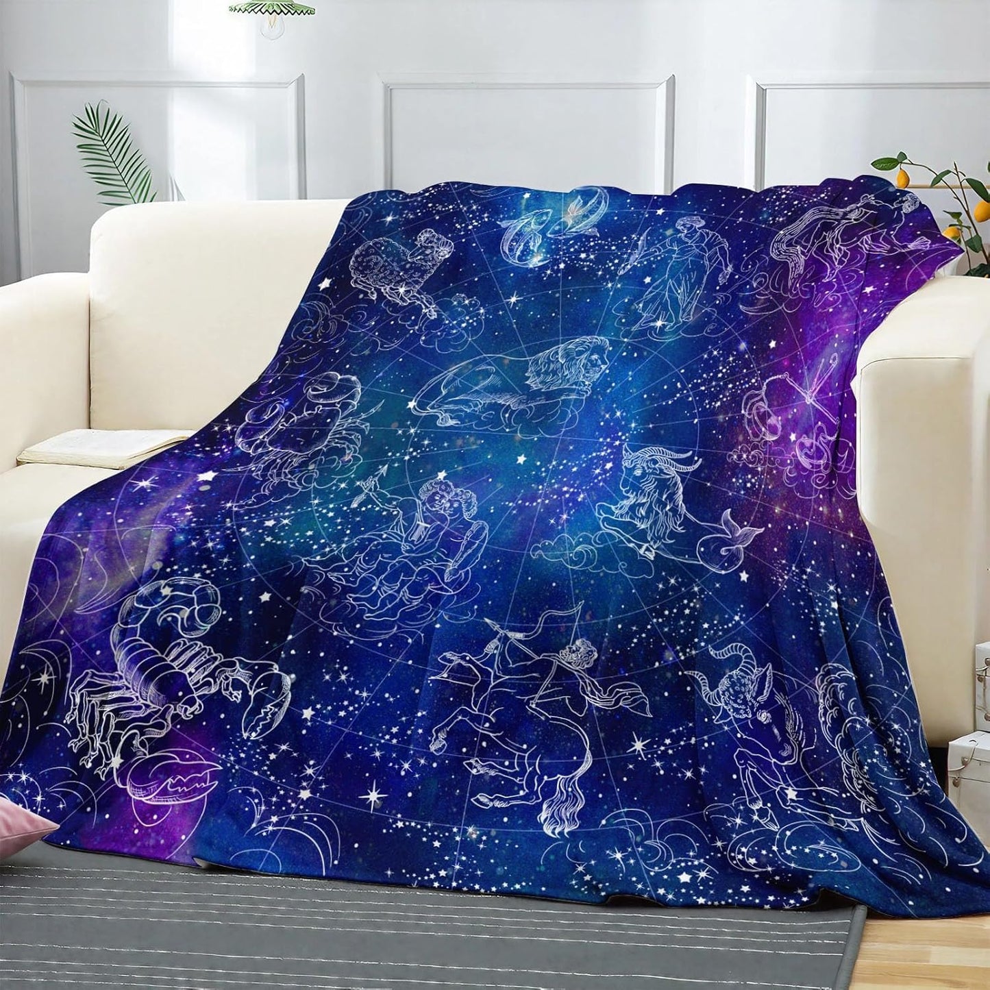 kampdream Galaxy Universe Space Fleece Throw Blanket, Starry Night Sky Mysterious Nebula Stars Mystic Astrology Cozy Nap Blankets Gift for Teens Boys Sofa Bed Couch Chair or Dorm Throws 50×60 inches