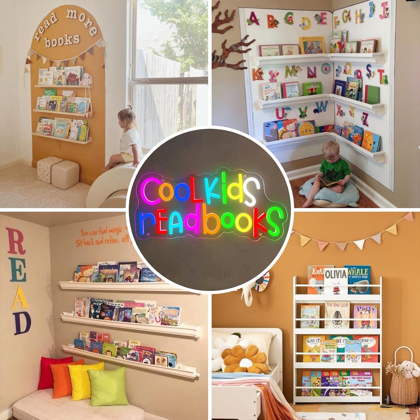 Cool Kids Read Books Neon Sign,Neon Lights for Classroom Reading Corner Bedroom Library,Read Sign for Book Lovers Christmas Gift for Kids & Teens