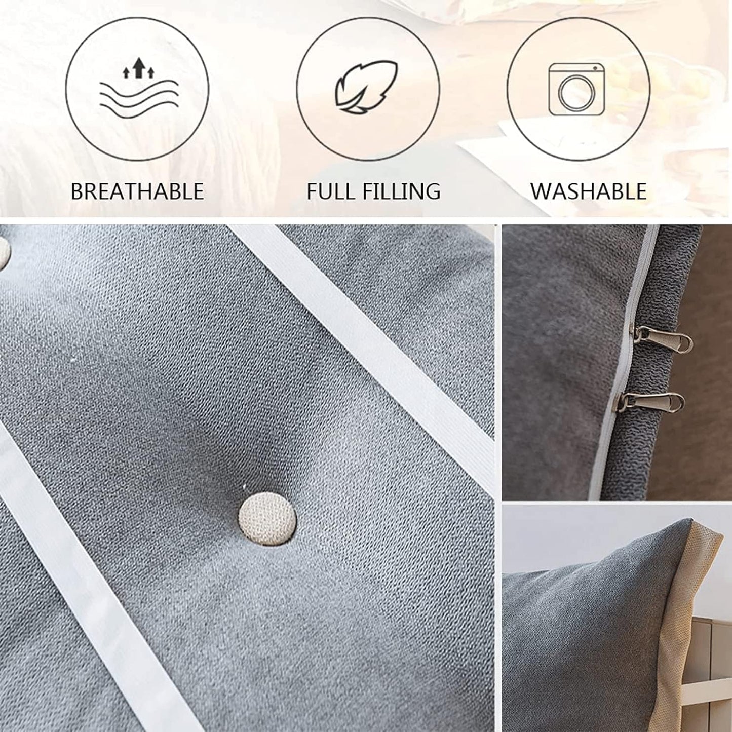 Solid Color Large Back Cushion for Bed,Wedge Pillow Positioning Support Reading Cushion Never Collapse Headboard with Removable(Size:31.5x25.6/80x65cm,Color:C)