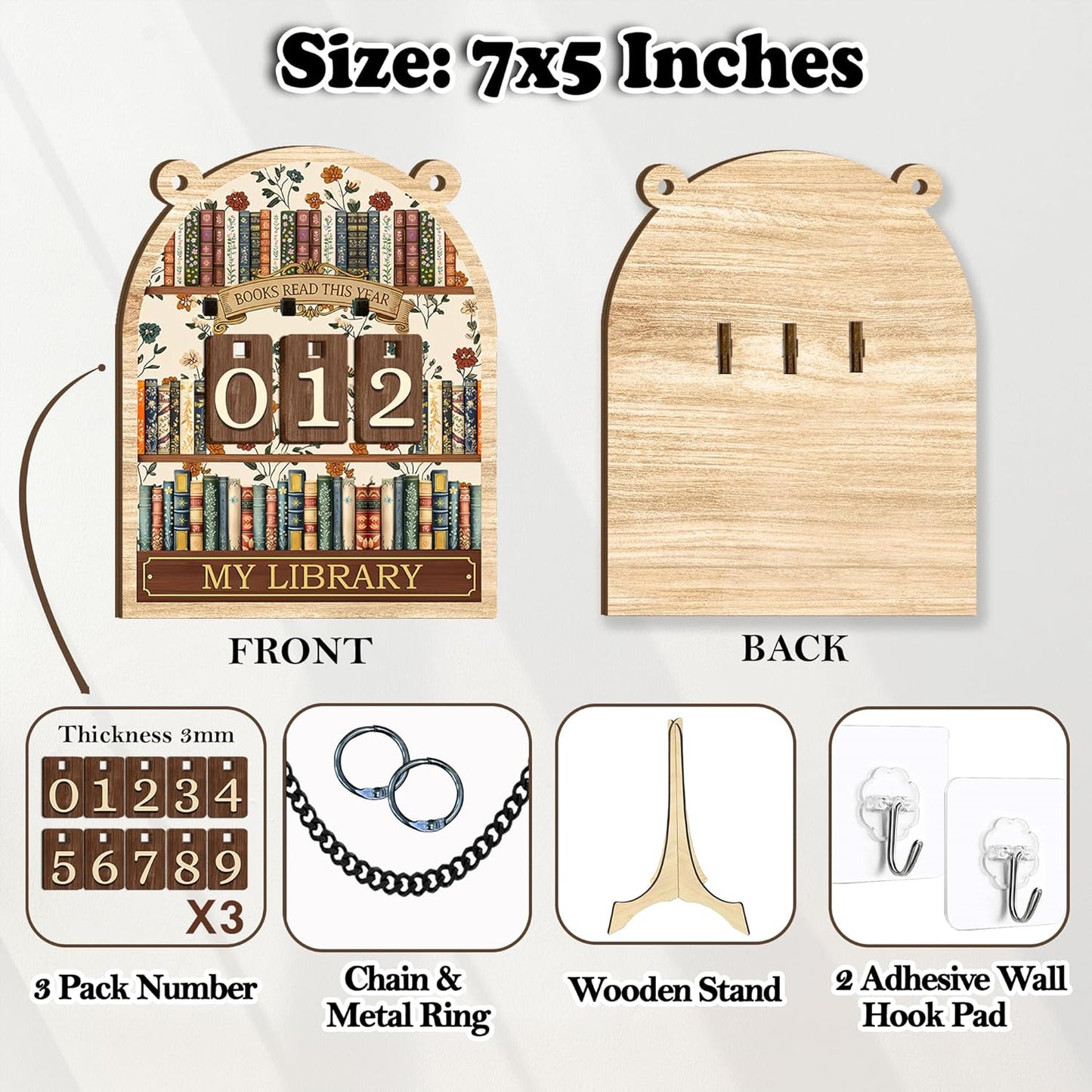 Book Lover Gifts Books Read This Year Counter, Books Read Tracker Sign Accessories for Readers, Bookworm Gift, Librarian Club Bookworms Gifts, Reading Motivation Display Track Up to 999 Books