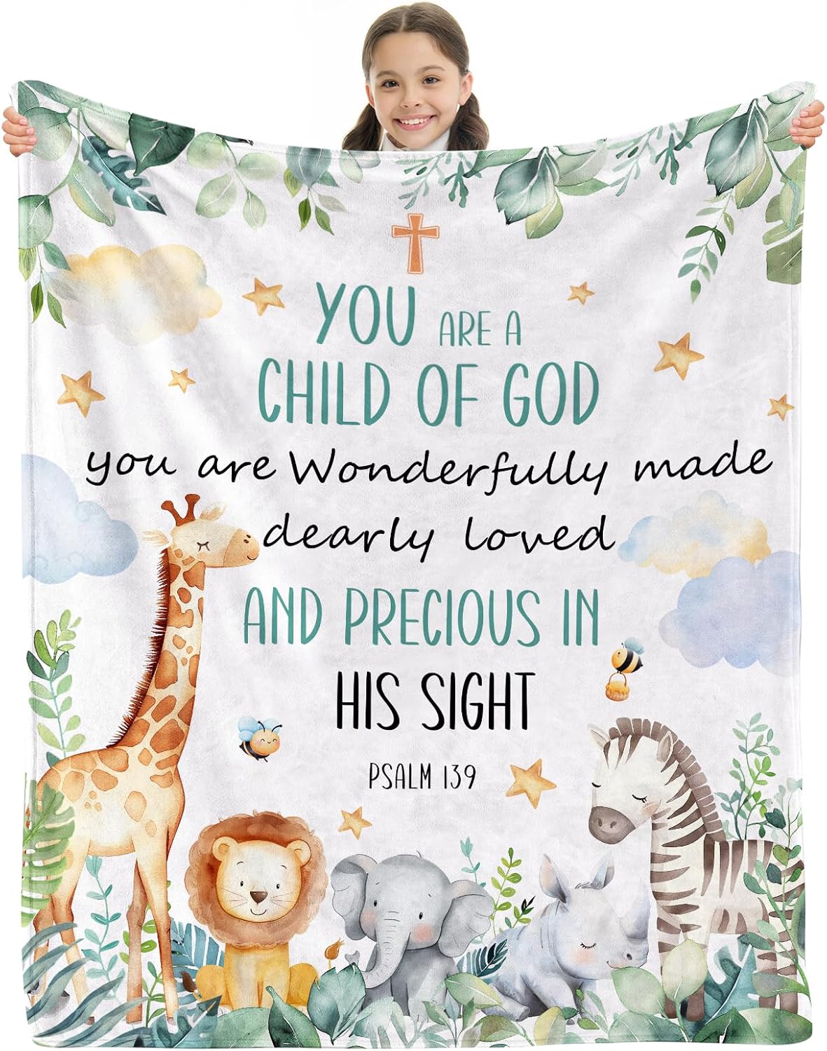 Baptism Gifts for Boys Catholic - Baptism Blanket for Boys Girl, Christening Gifts for Girls, Christian Gifts for Kids, Girls Baptismal Gift Catholic, Christening Blanket for Kids, 50"x40"