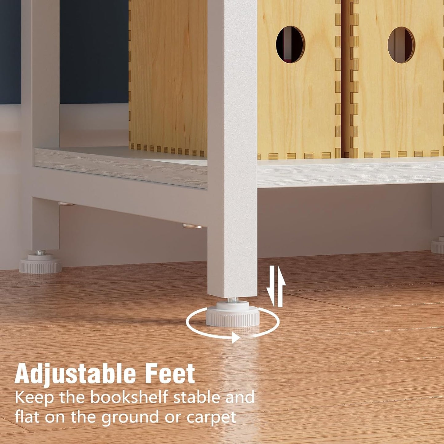 Tohomeor Bookshelf 5 Tier Deformable Corner Bookcase Free Standing Modern Industrial Book Storage Display Book Shelf for Bedroom Living Room Study Room Office (White)