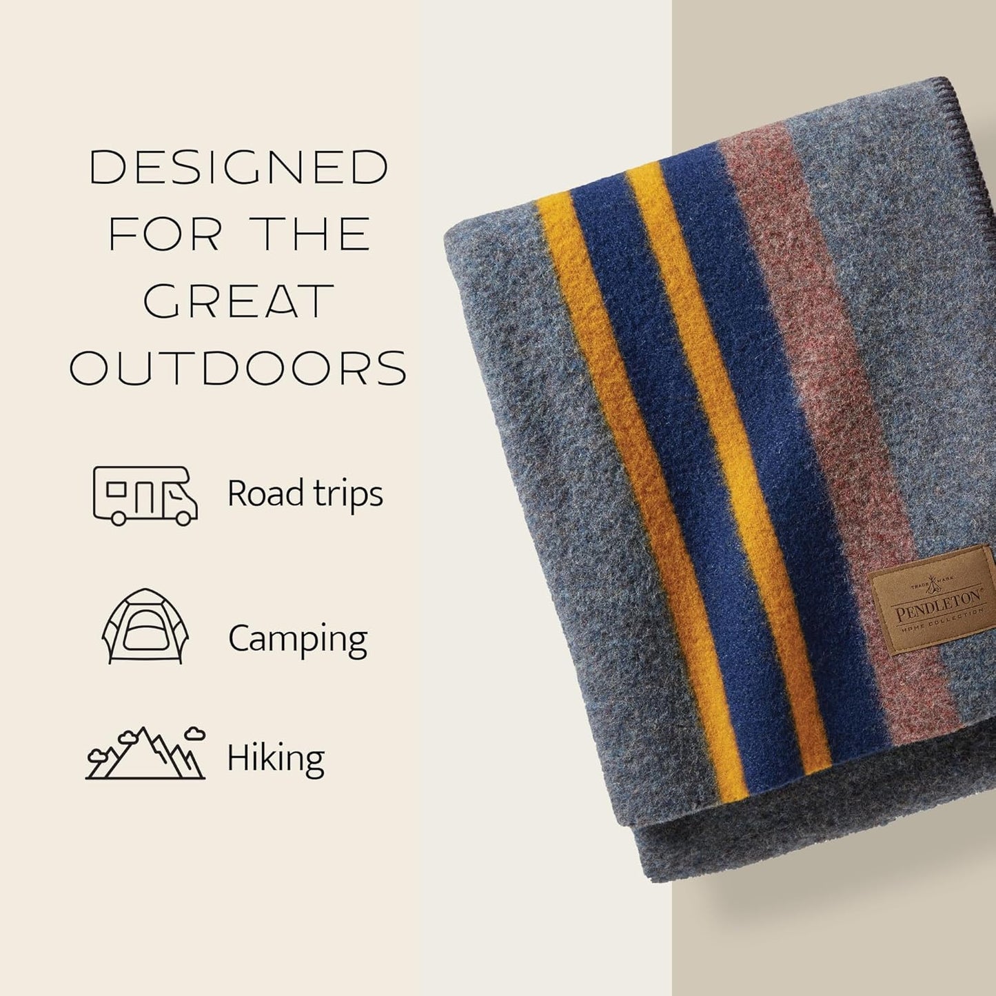 Pendleton Yakima Throw 54" x 66" - Wool Cotton, Soft and Durable Wool Throw for Home and Travel - Mineral Umber