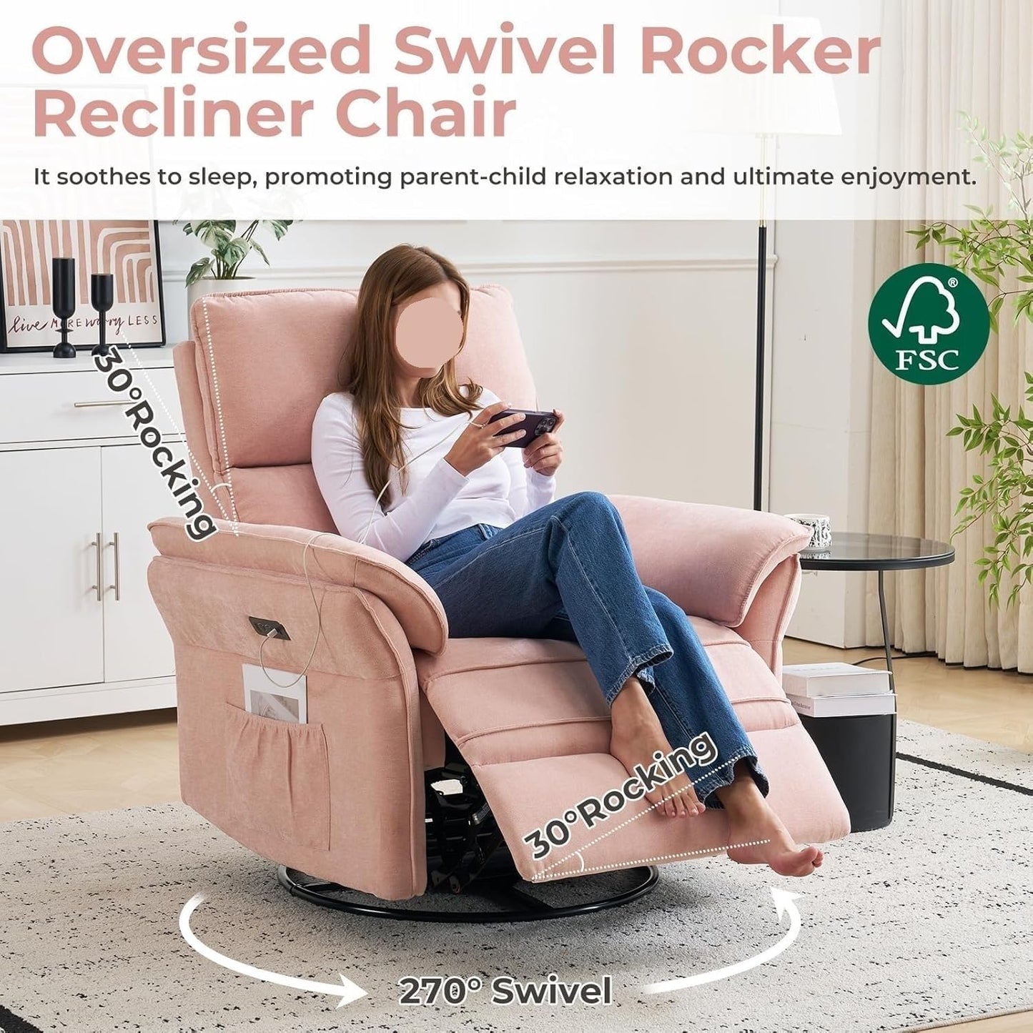Oversized Power Glider Recliner Chair with 8 Point Massage and Lumbar Heating Function Manual Adjustable Headrest Electric Recliners Chairs for Home
