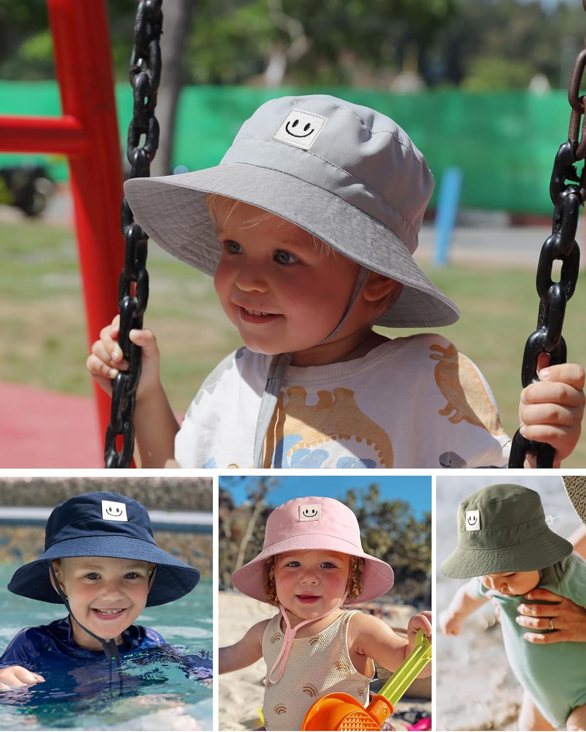 FURTALK Baby Sun Hat Smile Face Toddler Boys Girls Bucket Hat 0-5 Years Kids UPF 50+ Sun Protection Summer Hats