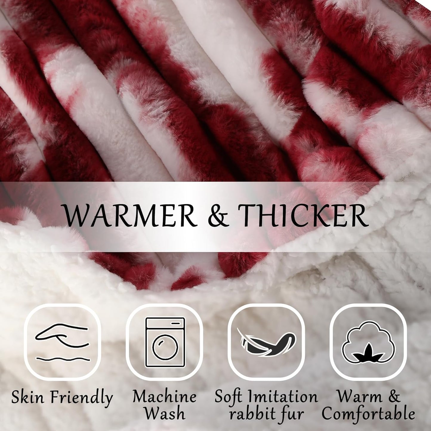 Electric Blanket Heated Throw Blanket, Super Soft Flannel & Sherpa Electric Throw Blanket with 6 Fast Heating Levels, 4 Hours Auto Off & OverHeat Protection, Machine Washable, 50'' X 60'', Red