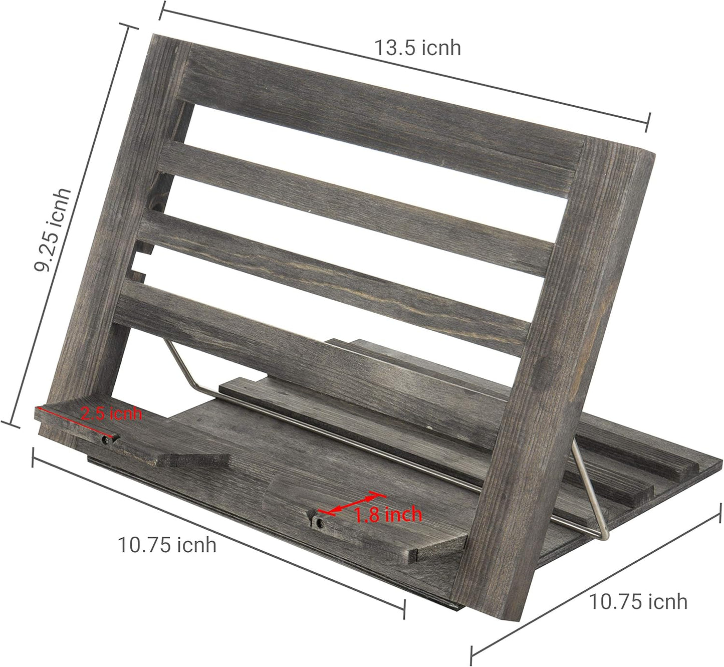 MyGift Rustic Gray Wood Cookbook Stand - Adjustable and Foldable Reading Book Recipe Binder & Tablet Holder