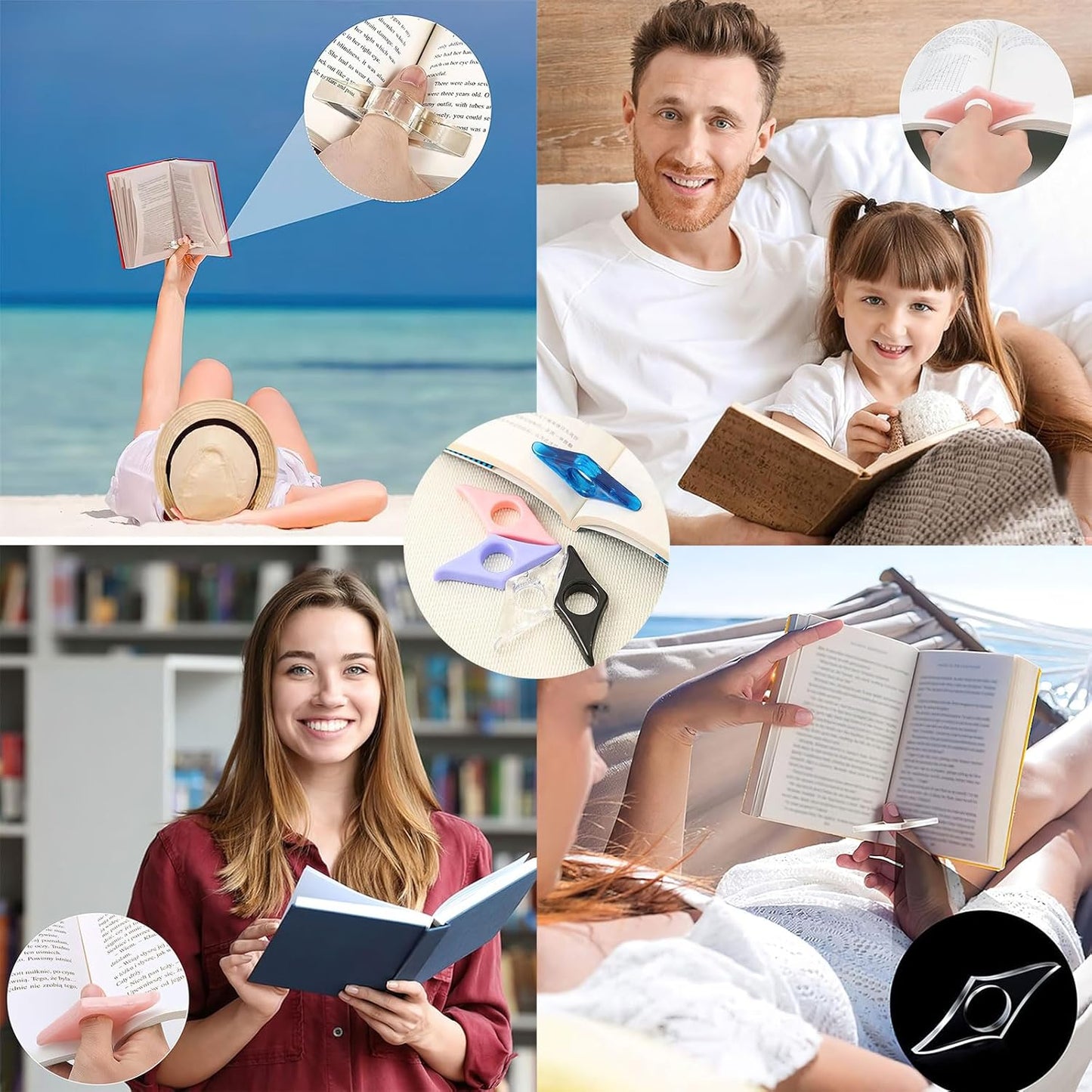 5 PCS Resin Thumb Book Page Holder Bookmark Reading Aid, Soft and Comfortable Long Use of Thumb Book Press for Book Lovers Readers Teachers Students (5 Colors)