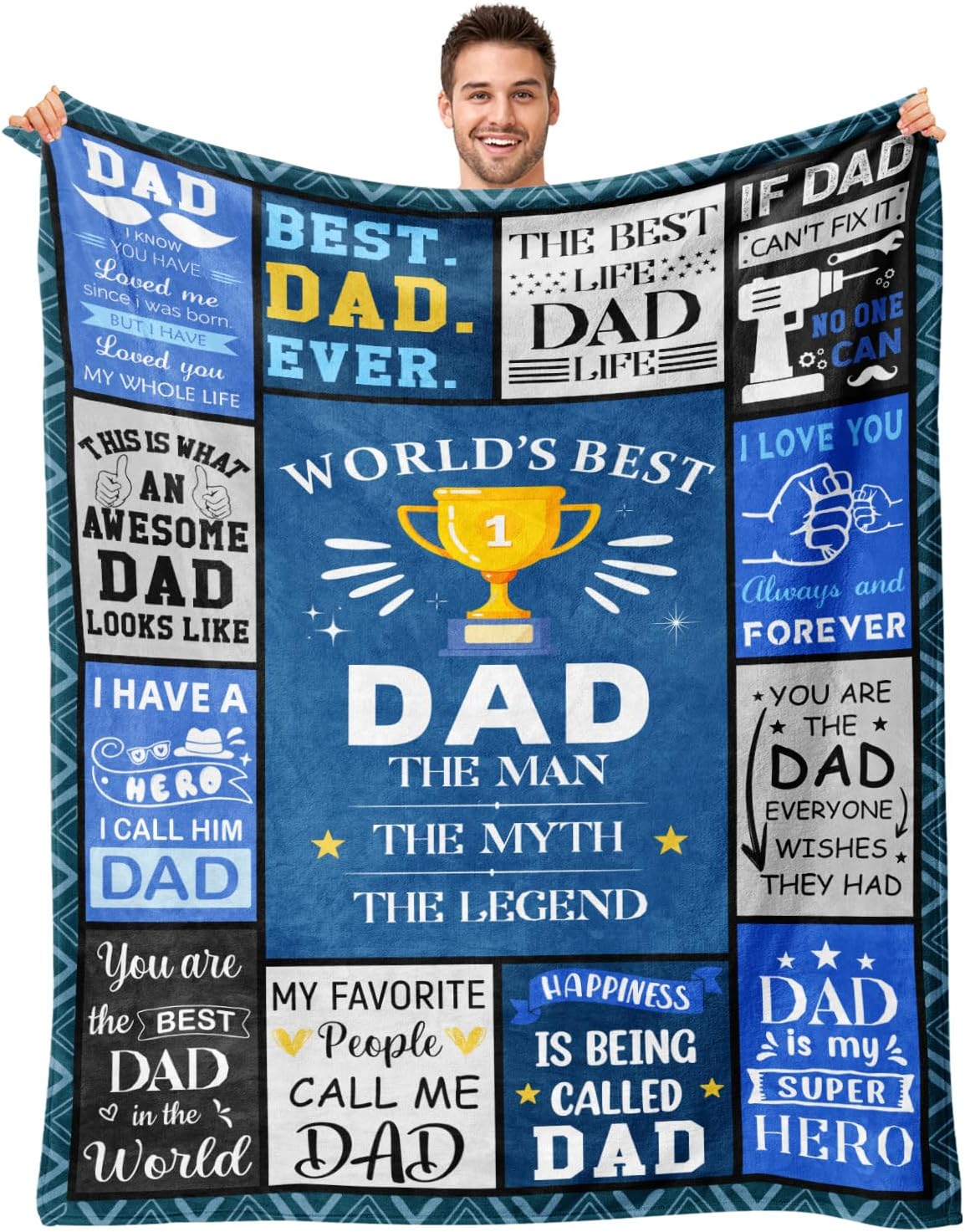 Dads Birthday Gifts Ideas - Dads Gifts from Daughter Son - Fathers Day Christmas Valentines Day Birthday Presents for Dad - Presents for Father Who Wants Nothing - Best Dad Ever Blanket 50"x60"