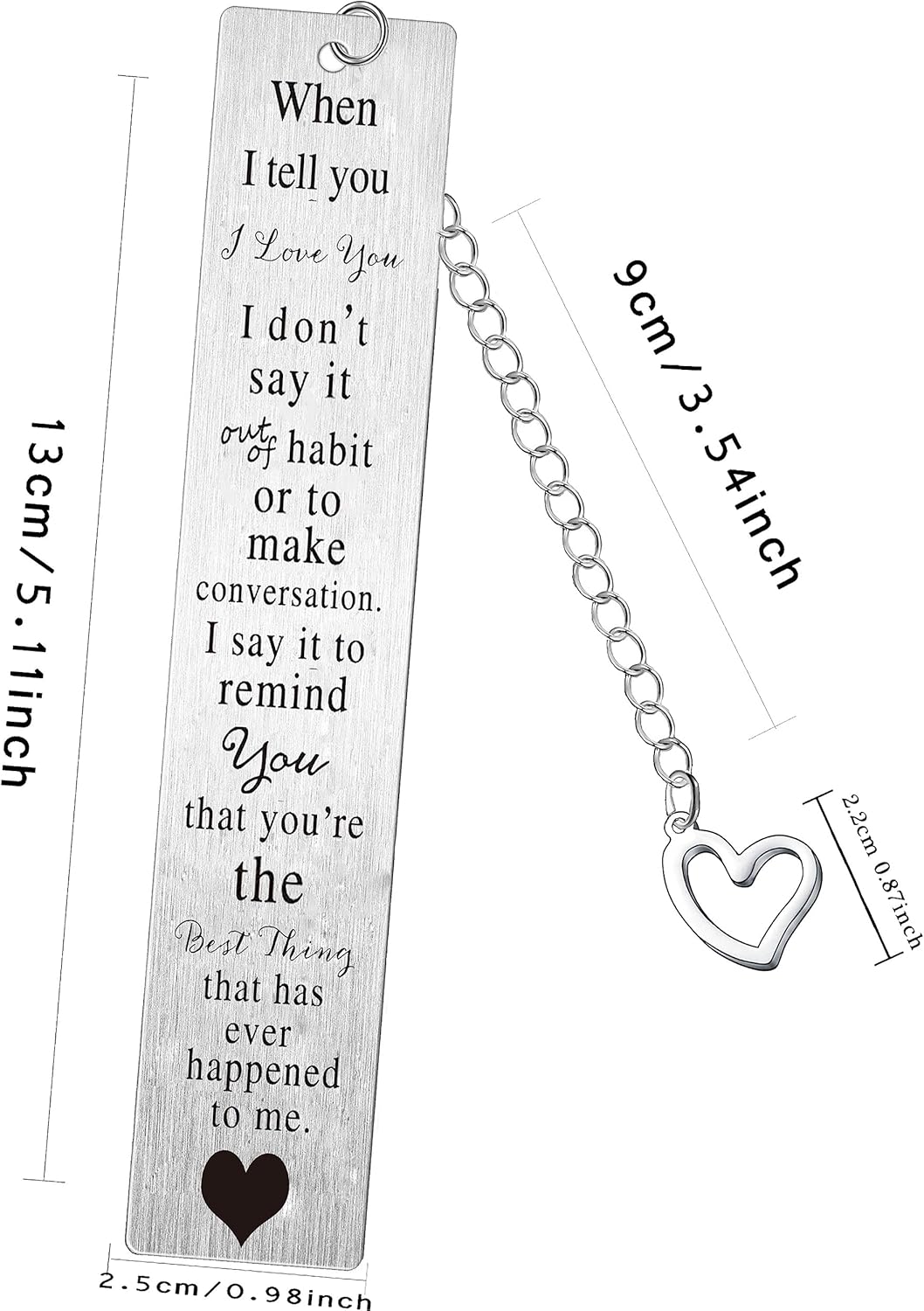 I Love You Gifts Bookmark for Husband, Wife, Boyfriend, Girlfriend - Anniversary, Birthday, Christmas, Valentine's Day - Couple Bookmark for Him and Her