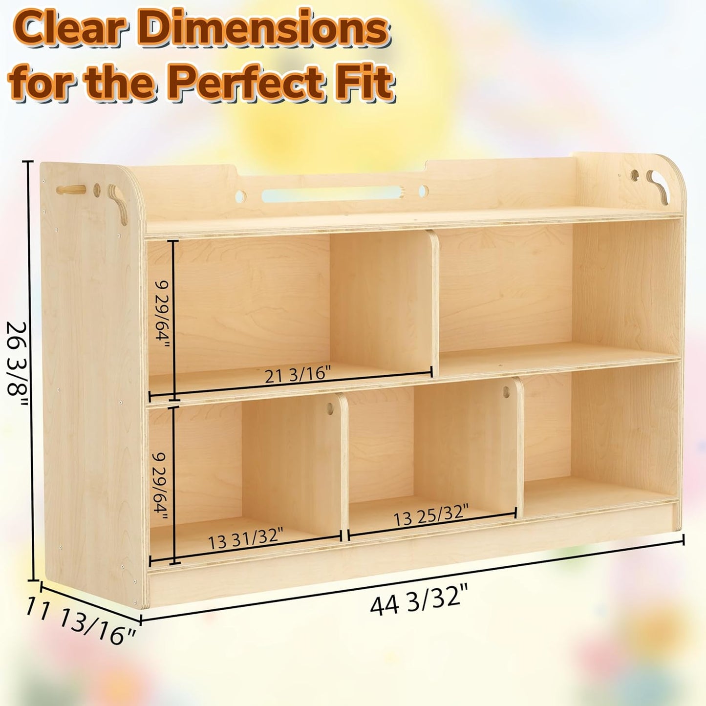AMBIRD Wooden Kids Bookshelf, 5-Section Montessori Bookshelf, Toy Storage Organizer Cabinet, 2-Shelf Bookcase for Kids Room, Nursery, Classroom, Playroom, Living Room, Bedroom, Preschool