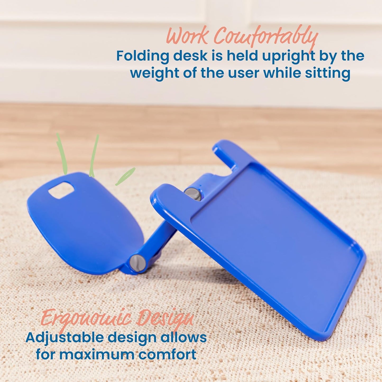 ECR4Kids The Surf Folding Portable Lap Desk, Large, Flexible Seating, Blue