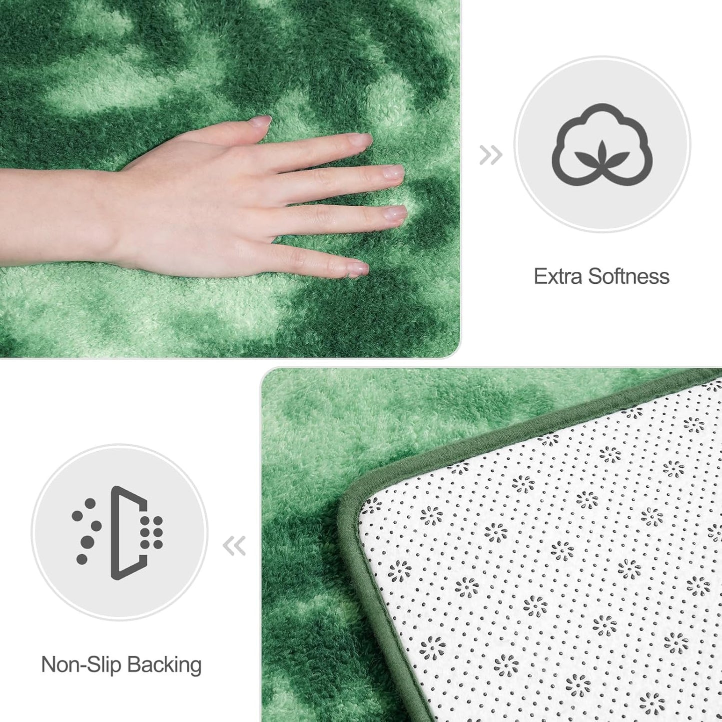 Hutha Large Area Rug, 7x10 Tie-Dyed Green Fluffy Shag Rugs for Living Room Bedroom, Modern Aesthetic Super Soft Anti-Skid Indoor Carpet for Nursery Kids Room Home Decor