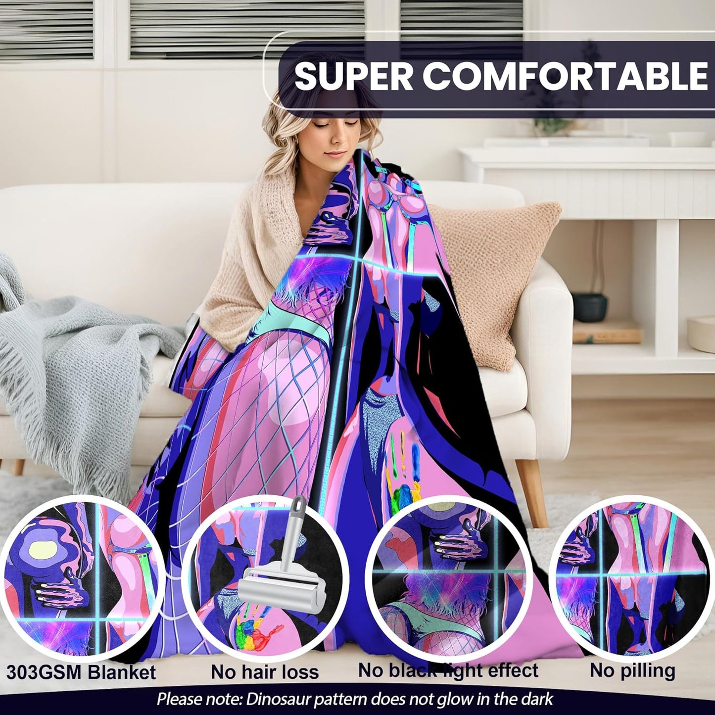 Sexy Anime Twin Blanket Aldults Sex Erotic Naked Hot Girls Blankets for Couch Bed Living Room Sofa, Decorative Patterned Super Soft Cozy, 60x80 in, C
