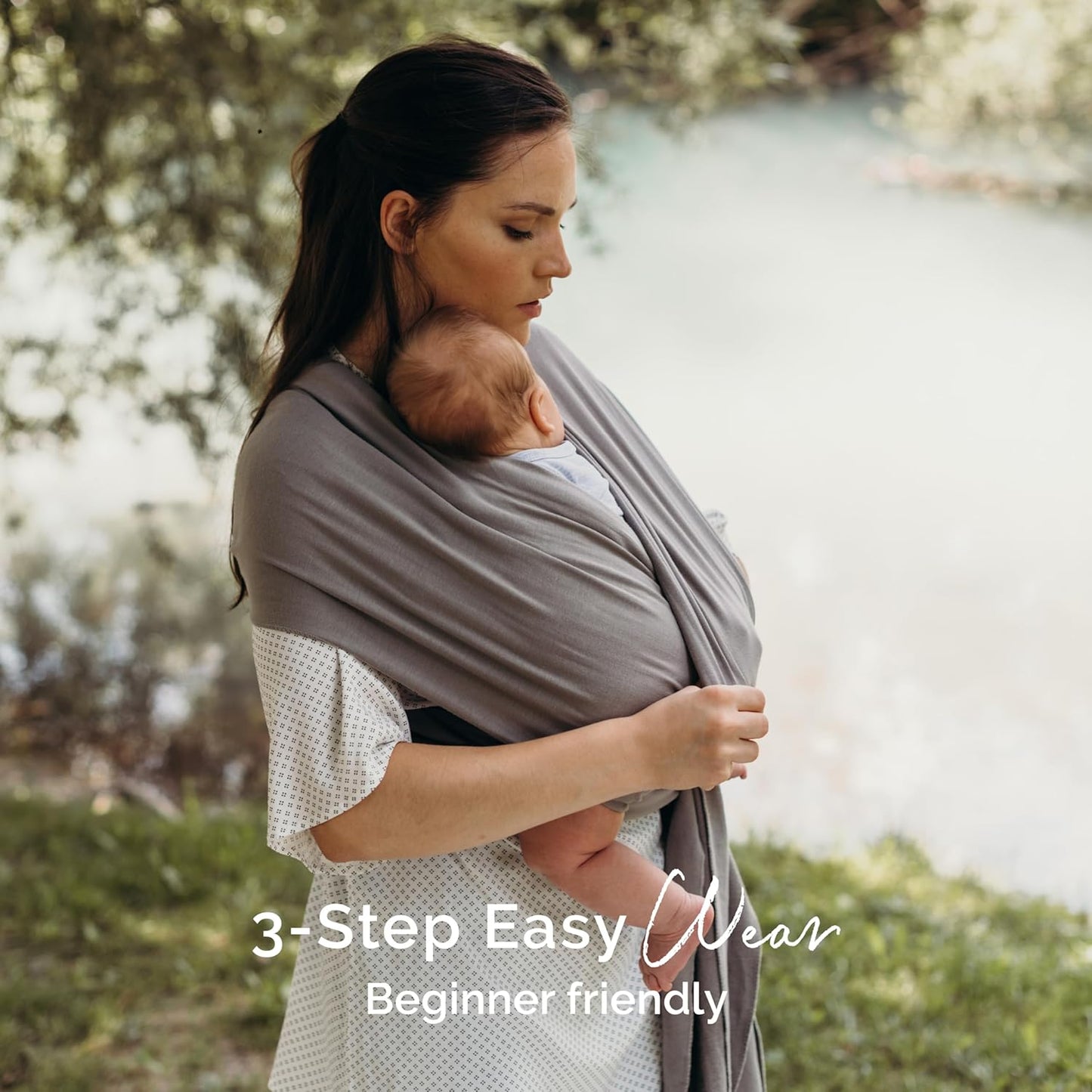 Boba Baby Wrap Carrier – Original Baby Sling Carrier for Newborns (7–35 lbs), Soft, Secure, Hands-Free & Ergonomic, Ideal for Comfortable Bonding, New Parents (Grey)