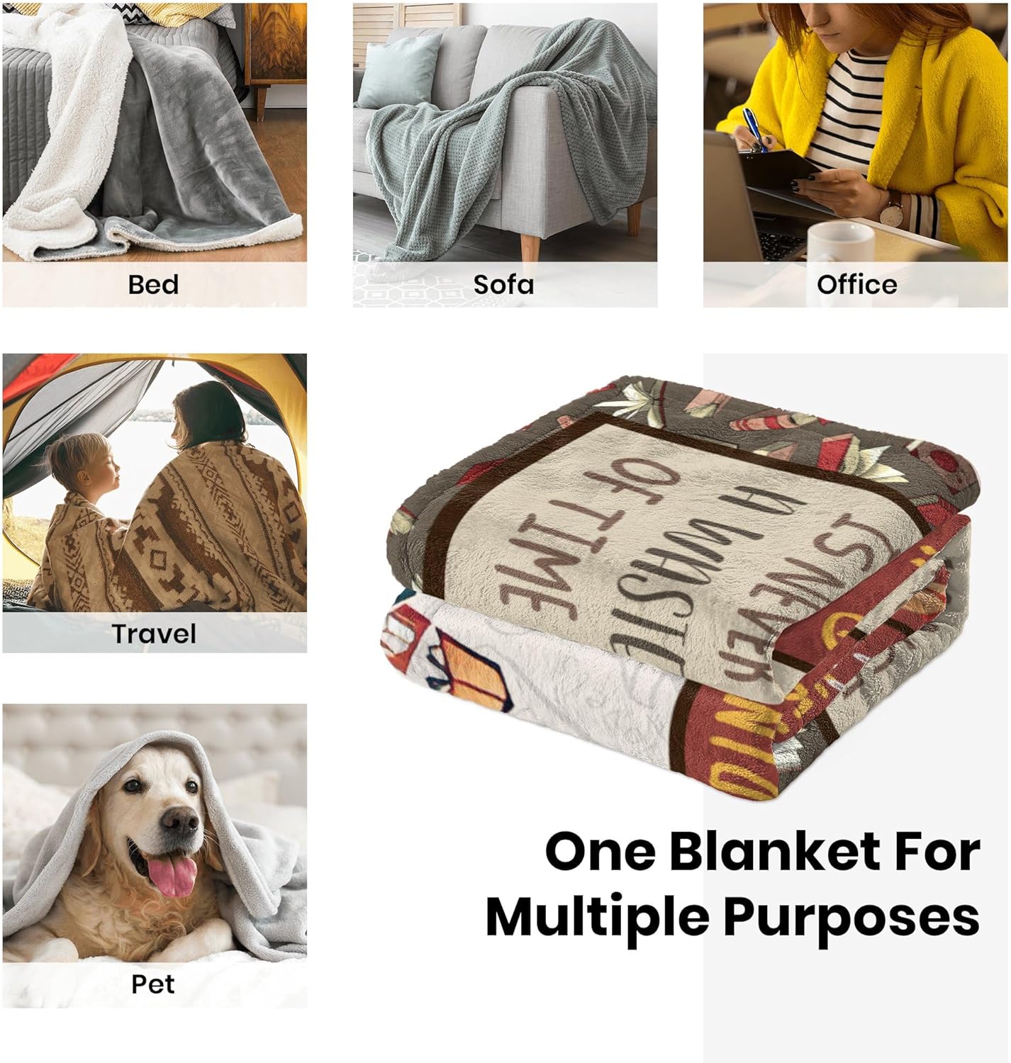 Book Lovers Gifts Blanket, Gifts for Books Lover Women, Reading Blanket for Books Lover, Librarian Present for Women Ideas Christmas Birthday Graduation, Book Club Gifts, Best Bookworm Gifts 50 x 60in