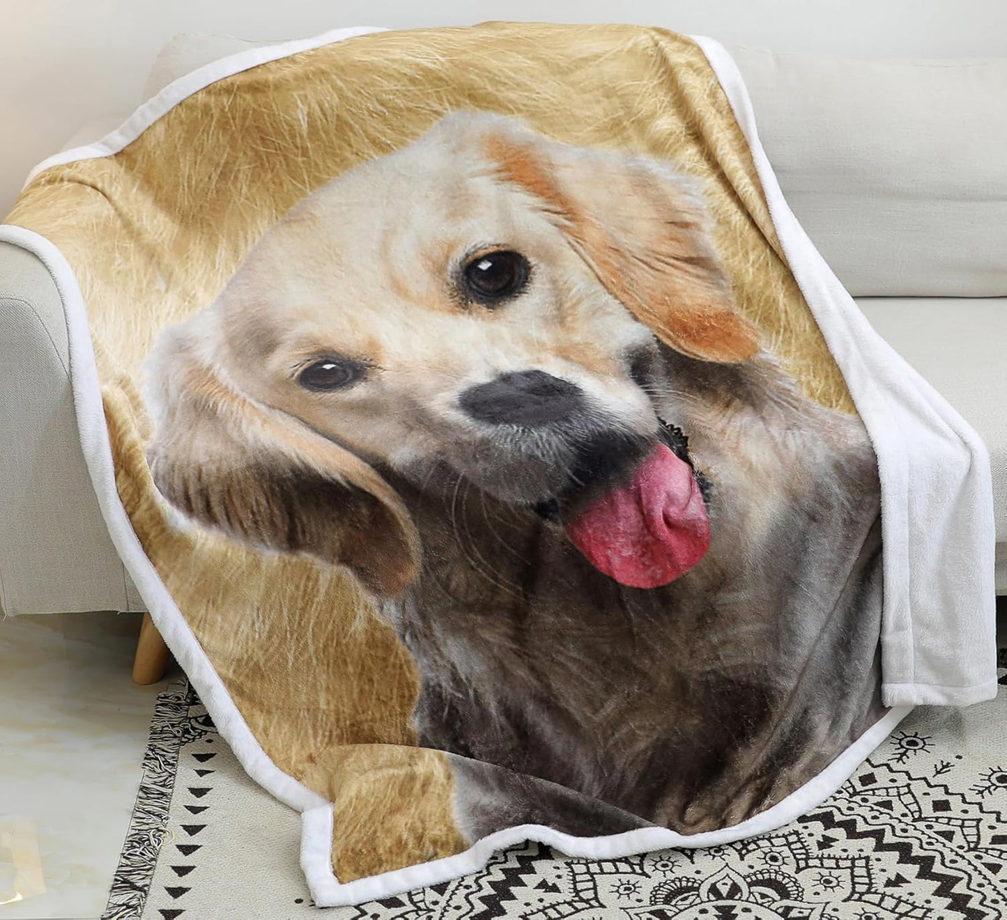 Golden Retriever Pattern Blanket 3D Dog Fleece Throw for Kids and Adults Super Soft Flannel Puppy Gifts for Pet Lovers Couch Bed Sofa (Golden Retriever, 48"x60")