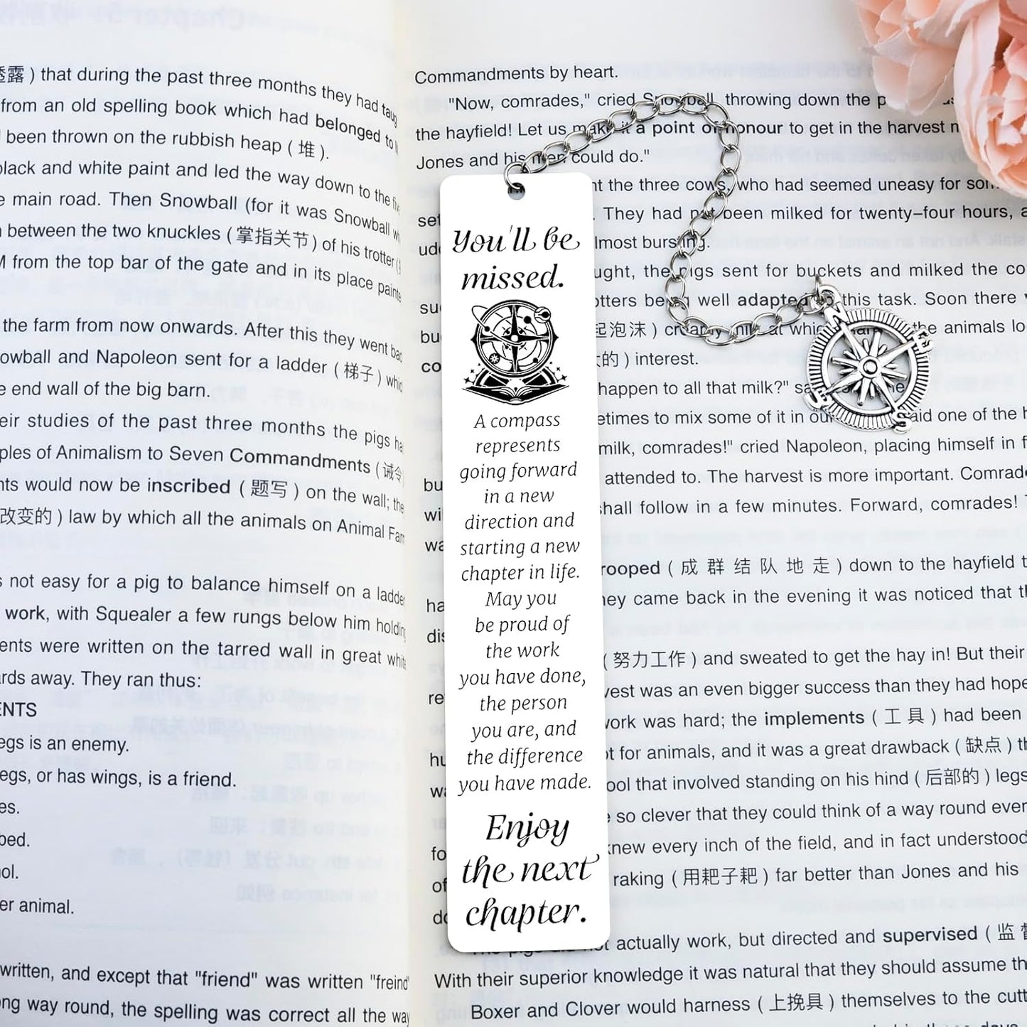 Metal Bookmark Retirement Gifts for Women Men Coworker Leaving Gifts for Women Going Away Goodbye Farewell Gift for Coworkers Friends Employee Compass Bookmarks