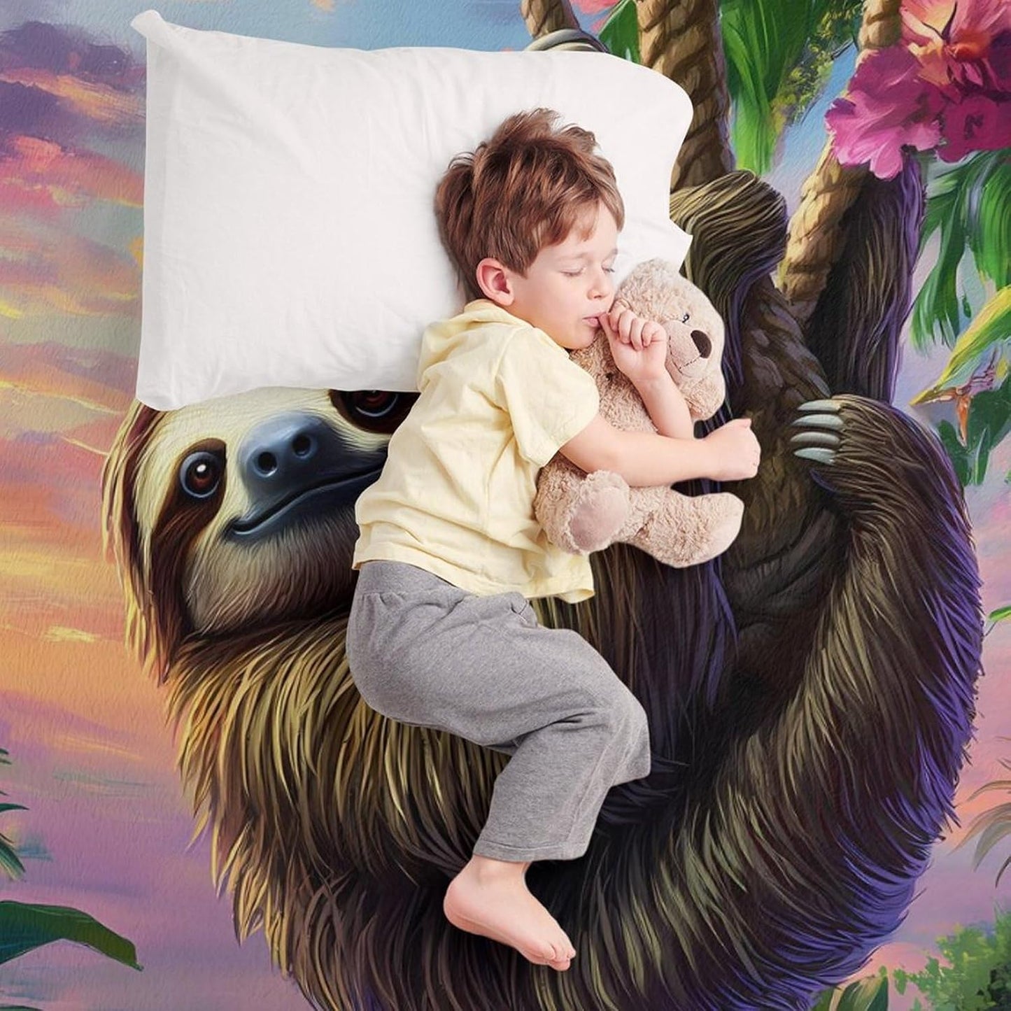 Sloth Animal Throw Blanket for Couch Bed Plush Cozy Fuzzy Flannel Blanket for All Season 50"x70"