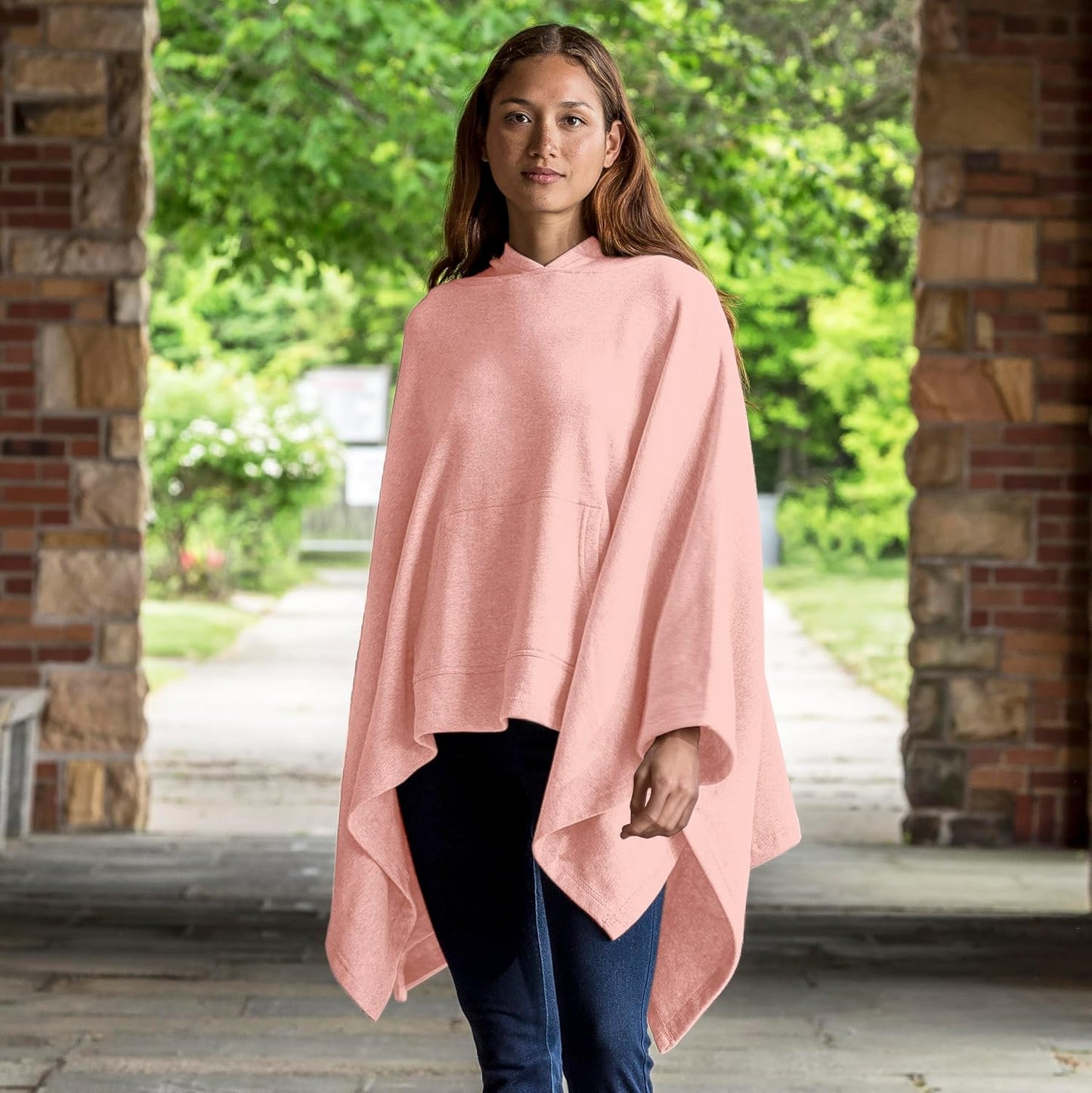 MV Sport Women's Sweatshirt Blanket Poncho Hoodie/Cozy Fleece Pullover Ponchos/Warm Hooded Cape for Women