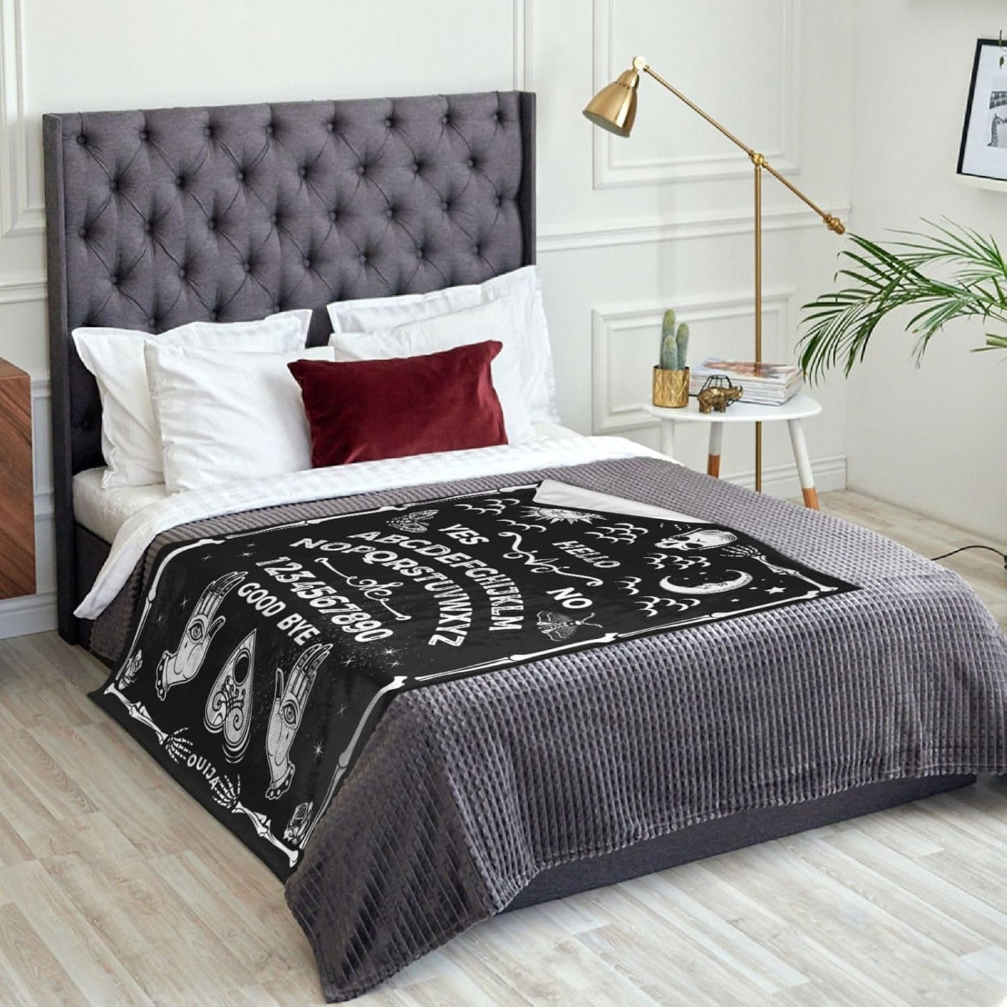 Ouija Board Goth Gothic Throw Blanket Magic Super Soft Warm Bed Blankets For Couch Bedroom Sofa Office Car, All Season Cozy Flannel Plush Blanket For Girls Boys Adults, 60"X50"