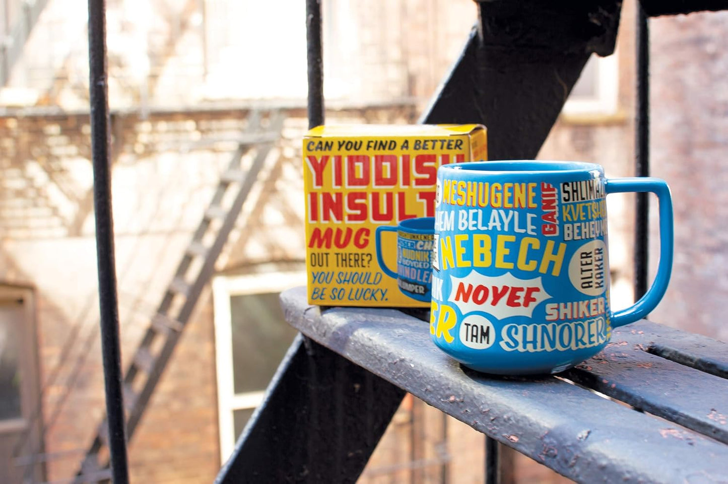 The Unemployed Philosophers Guild Yiddish Insults Mug - Sip Coffee and Study Yiddish Insults, From Nudnik to Tipish and More, Comes in Gift Box, 12 oz