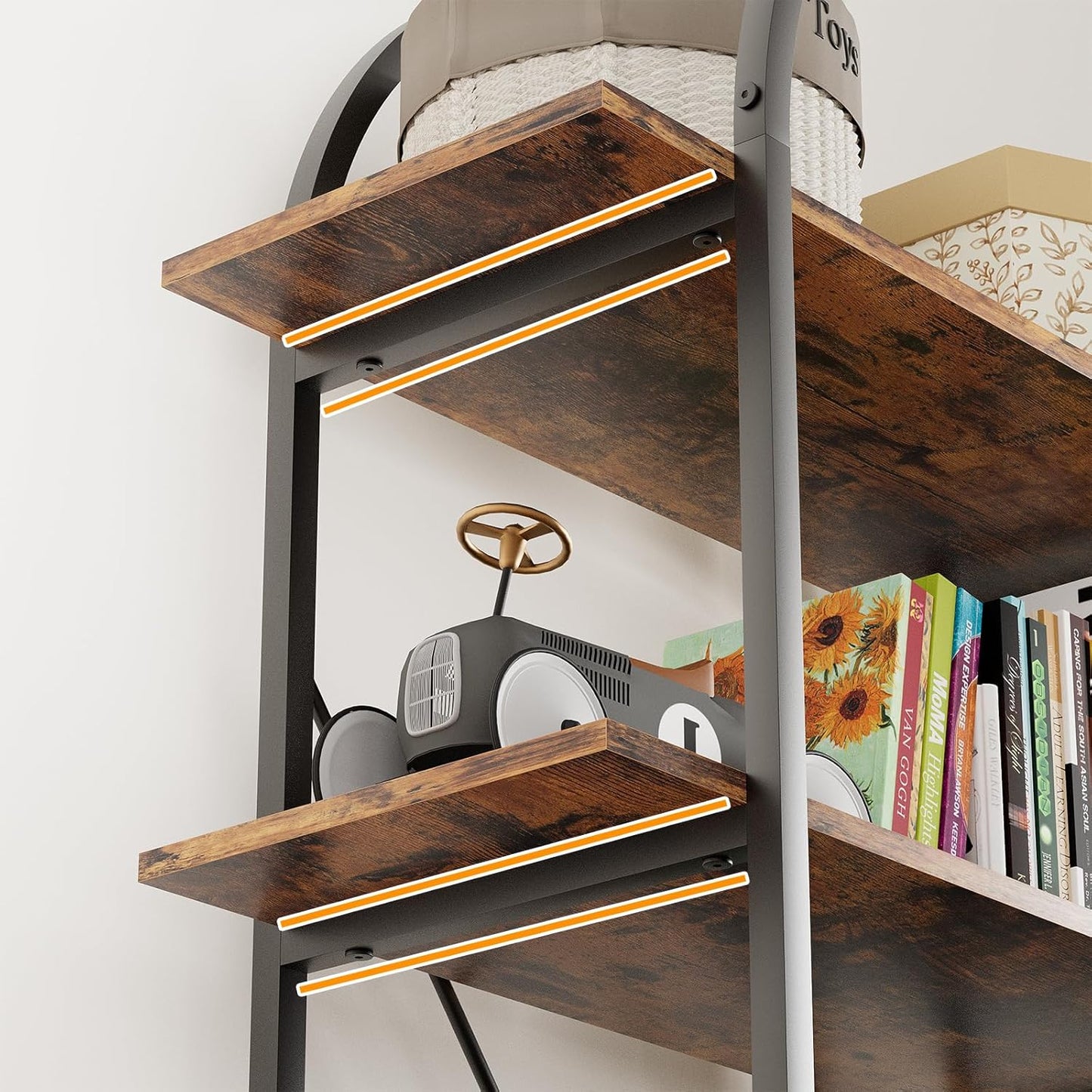 Arched Bookshelf 5 Tier Book Shelf, 31.5 Inch Width Industrial Arch Bookcase, Curved Tall Bookshelf with Open Shelves for Home Office, Living Room, Bedroom, Rustic Brown