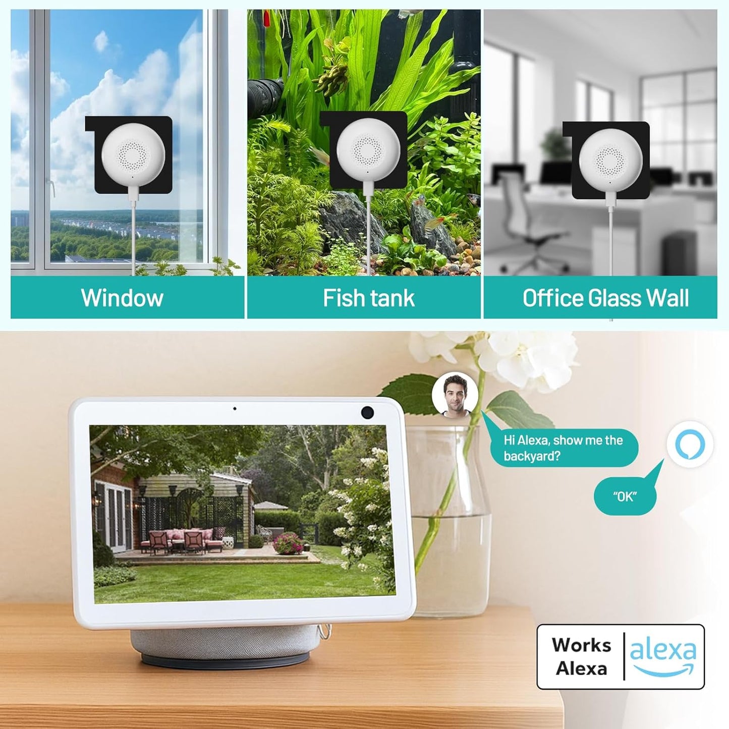 3MP Window Cameras for Home Security-2 Pack, 5G & 2.4GHz WiFi Dome Security Camera with Full Color Night Vision, Person & Motion Detection, Two-Way Audio, Alexa, 24/7 Recording, Easy Install