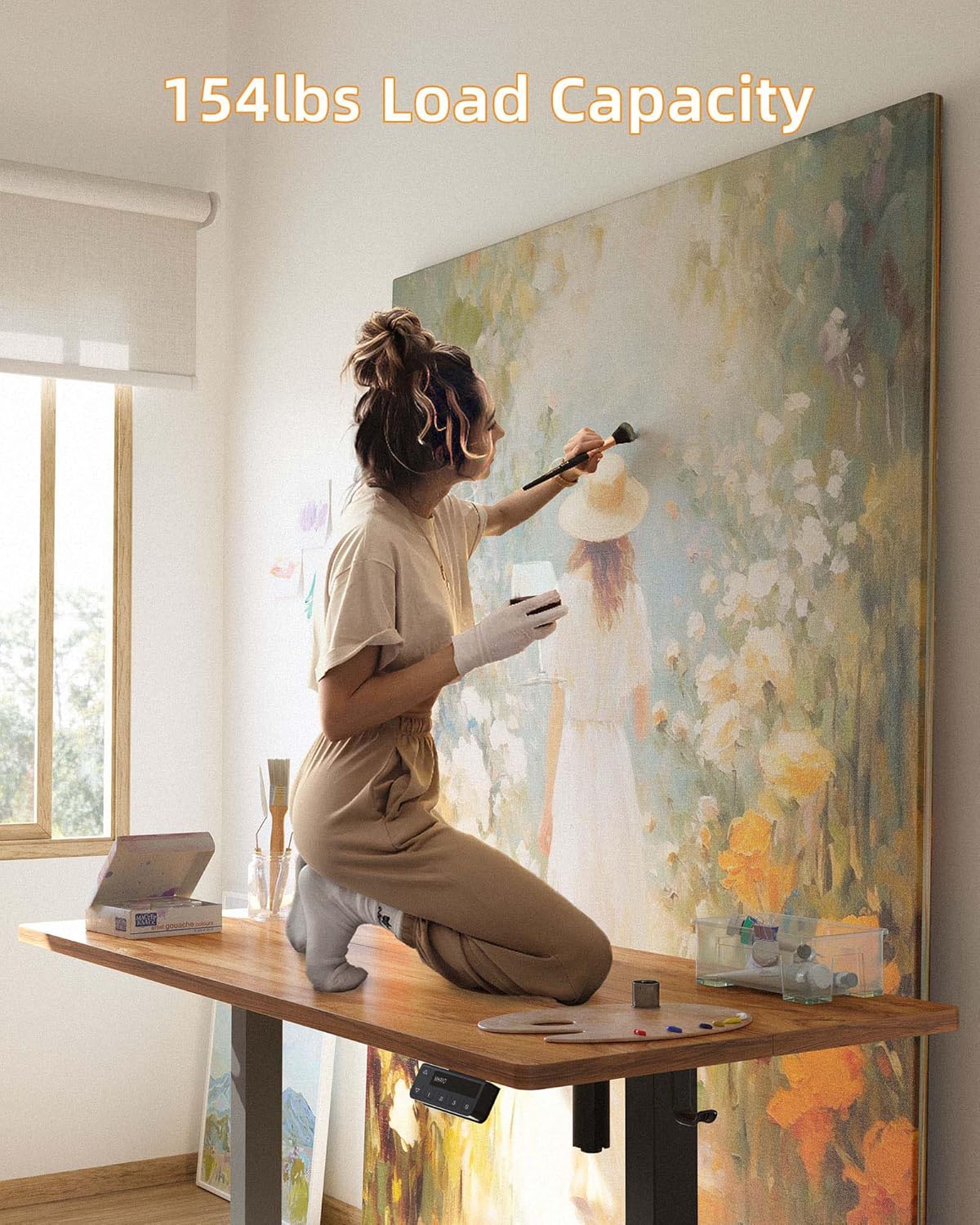 YIHAYO 전기 스탠딩 데스크, 121.9 x 61cm(48 x 24인치) 스탠드업 데스크, 스플라이스 보드 포함, 높이 조절 가능한 책상, 홈 오피스용 컴퓨터 책상, 블랙 프레임/러스틱