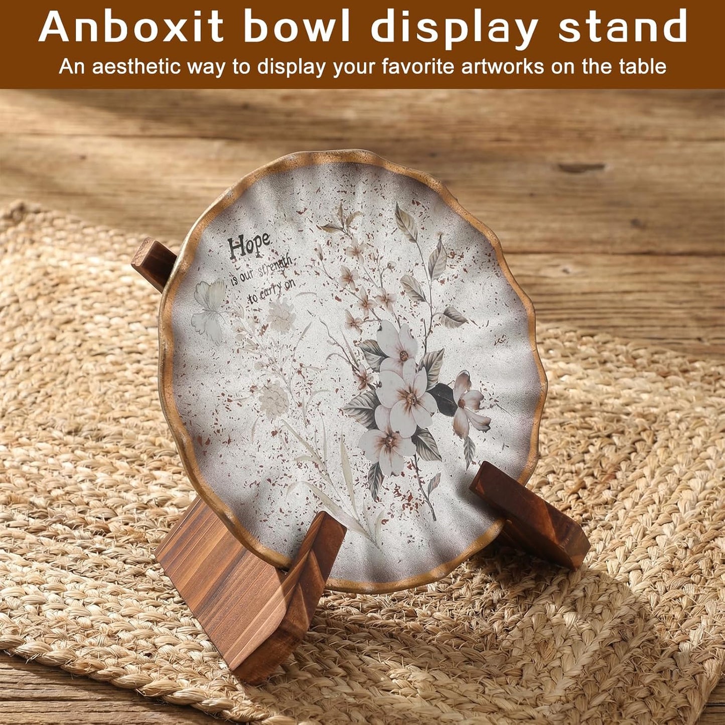 Platter Display Stand, Bowl Display Stand, 6.5 Inch Bowl Holder Wooden Stands for Displays Extra Wooden Plate Stands Deep Decorative Platter Easel Holder for Decorative Pottery Bowls Picture Dish Book