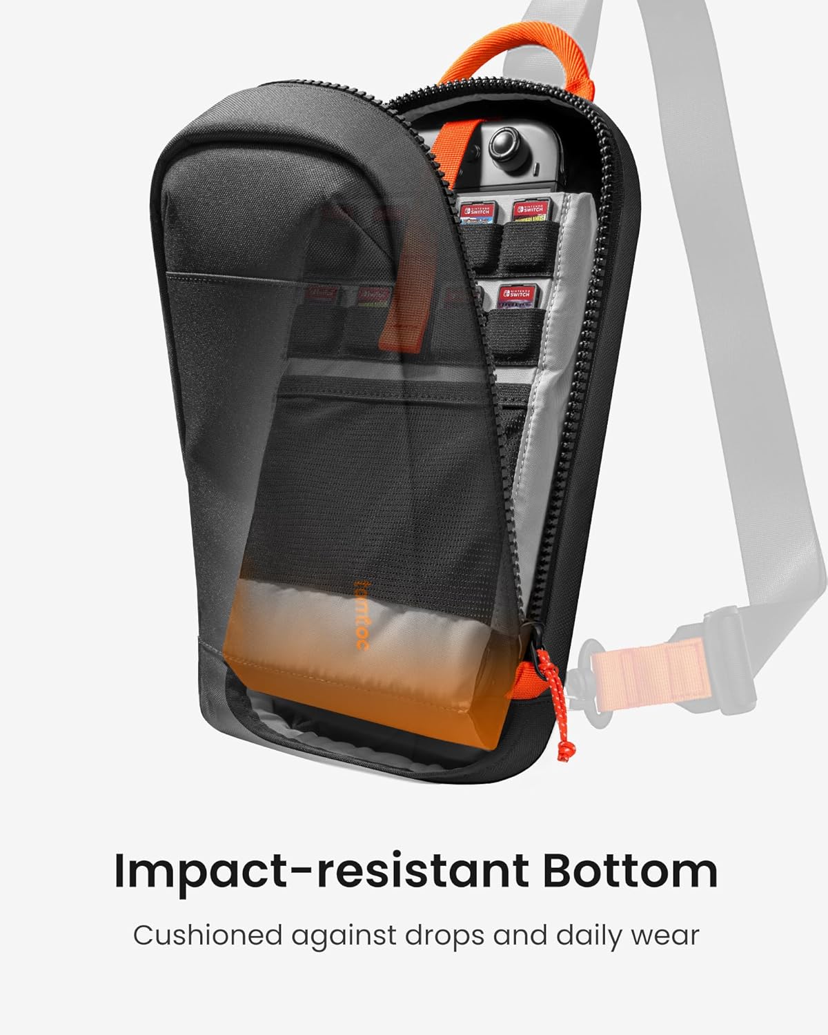tomtoc Sling Crossbody Bag for Nintendo Switch 2, Protective Travel Chest Carrying Gaming Pouch with 8 Game Cartridges Slots
