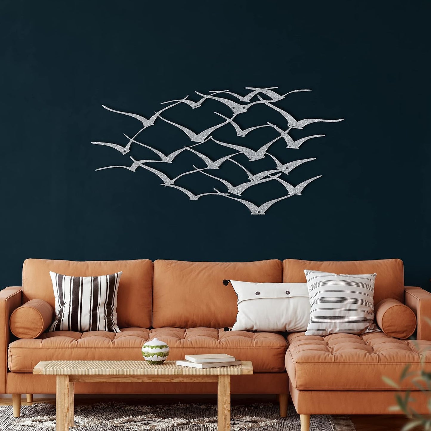 Metal Wall Decor, Cranes , Home Living Room Decor, Wall Sign, Metal Wall Art, Interior Decoration, Indoor Outdoor Hangings, Silver (90x44cm)