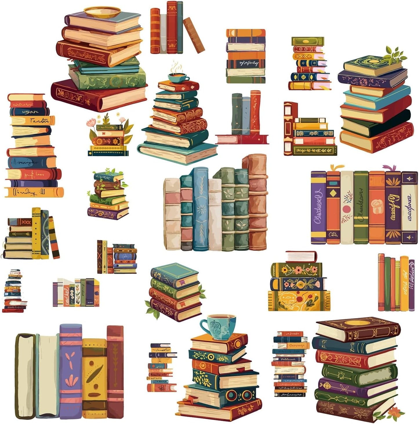 CRASPIRE 8 Sheets 8 Styles Book Window Stickers Boho Books Window Clings Waterproof proofing Collision Window Decals Peel and Stick Glass Wall Decoration for Home Bedroom Living Room Library 5.7x7.87