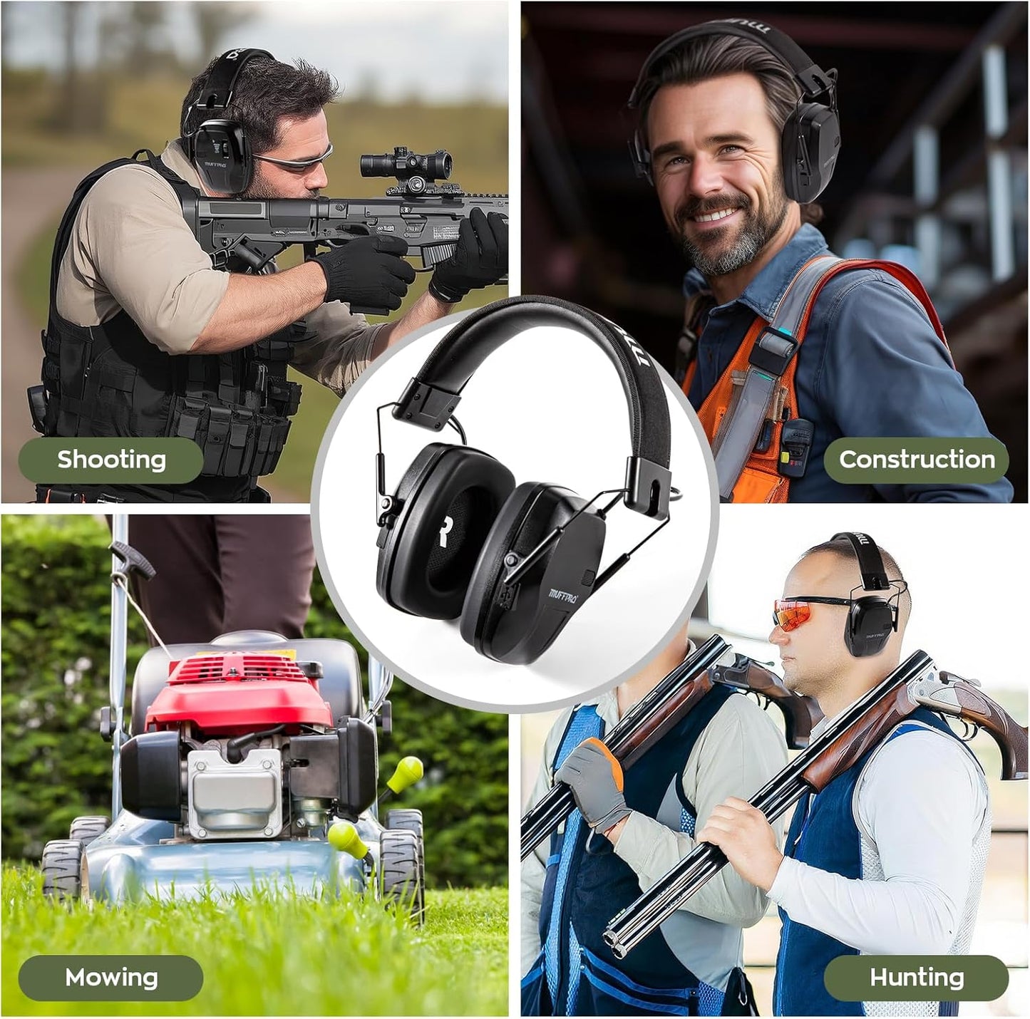 Rechargeable Shooting Ear Protection with Sound Amplification Electronic Earmuffs for Noise Reduction