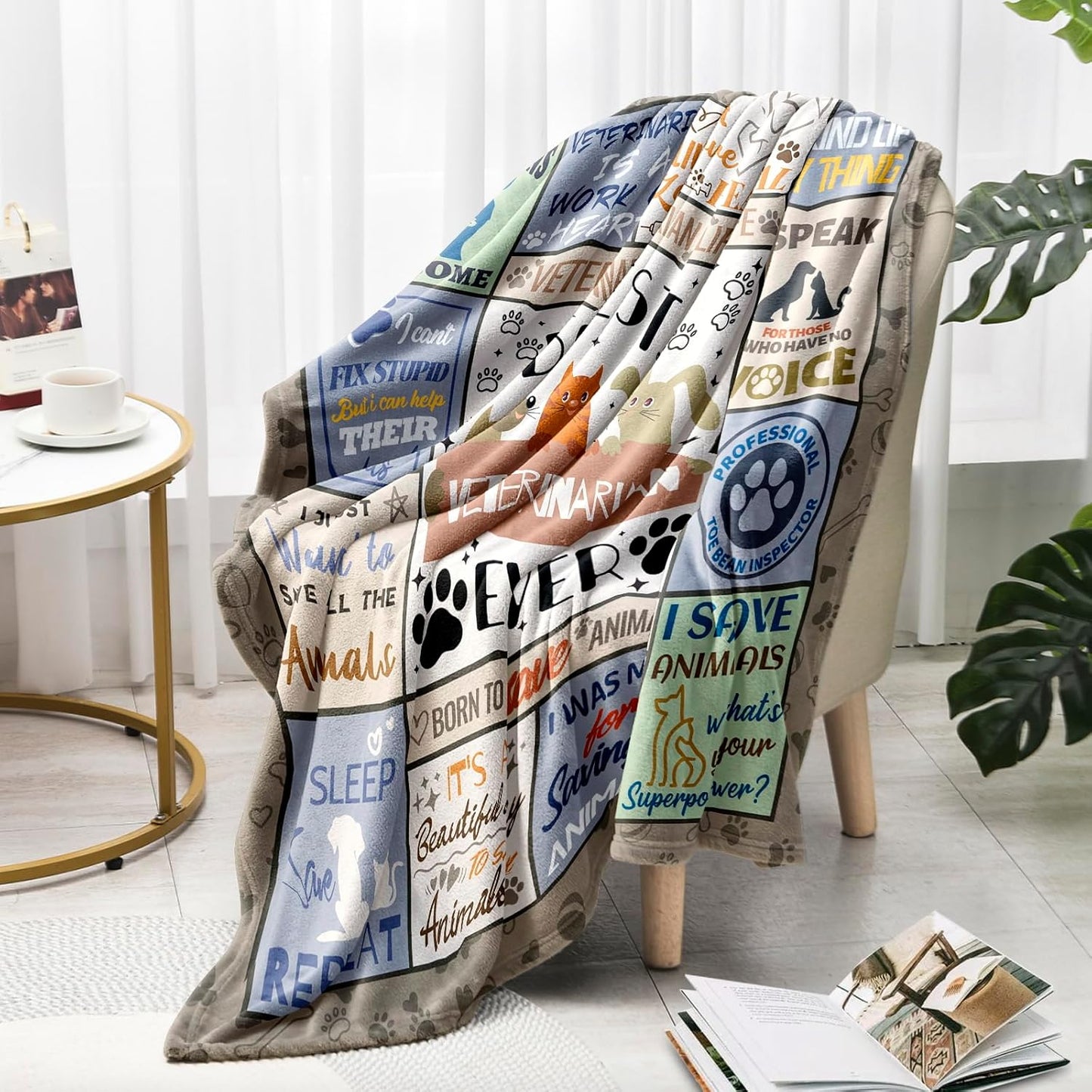 Veterinary Gifts Blanket 60"x50", Veterinarian Gift for Women Men, Gift for Veterinarians, Vet Med Gifts, Future Veterinarian Presents, Veterinary Student Graduation Presents