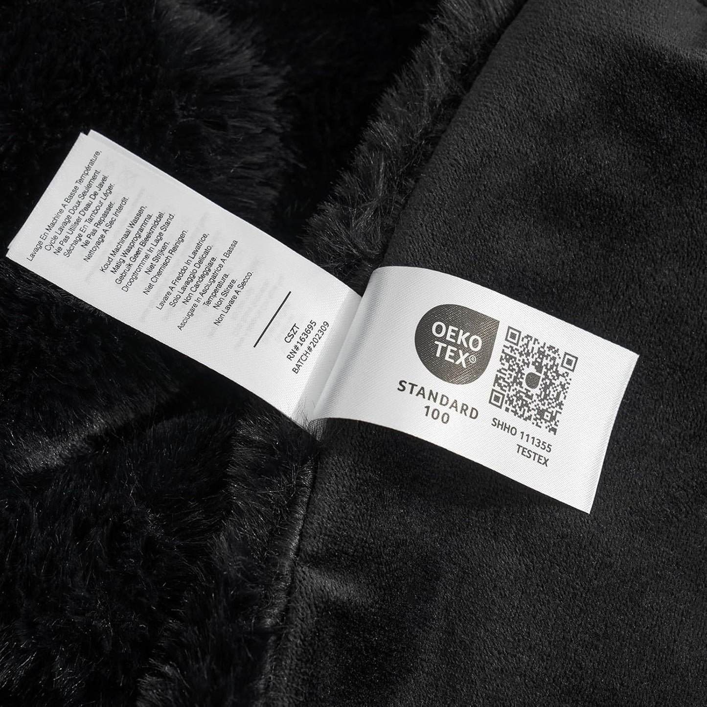 Cozy Bliss Deluxe Sheared Rabbit Faux Fur Throw Blanket, Soft Fuzzy High-Low Sculpted Plush Blanket for Couch, Cozy Home Accent, All Season Use, Black 60"x80"