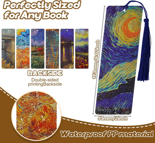 Bookmarks with Tassel, 7 Pieces Oil Painting Theme Cute Bookmark Book Marks Page Clip Bookmark for Book Lovers Writers Readers Men Women School Home Office Reading Supplies, Christmas & Teacher Gifts
