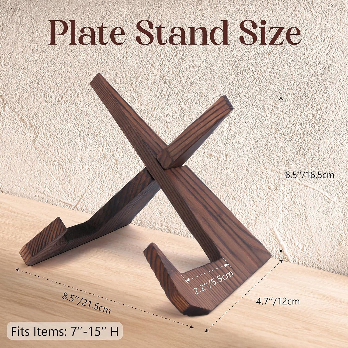 XKDOUS 6.5 Inch Plate Stand for Display Rustic Wooden Cookbook Holder Stand for Kitchen Decorative Picture Frame Holder Display Holder for Book, Easel