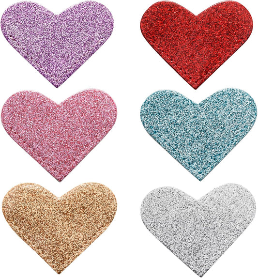 Pine & Linen 6 Pcs Cute Leather Heart Bookmarks, Glittering Double-Sided Bookmarks Cute Corner Book Accessories, Reading Gifts for Book Lovers/Students