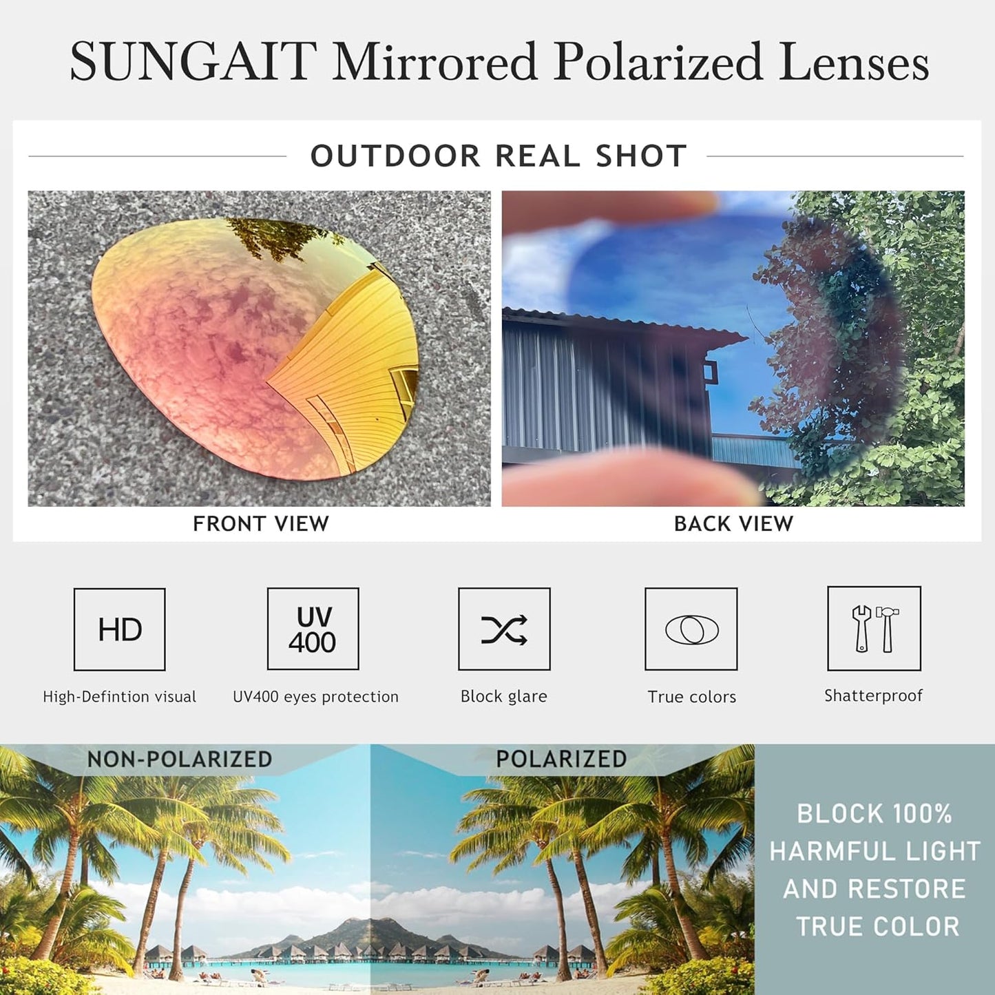 SUNGAIT Women's Lightweight Oversized Aviator Sunglasses - Classic Style Polarized Lens