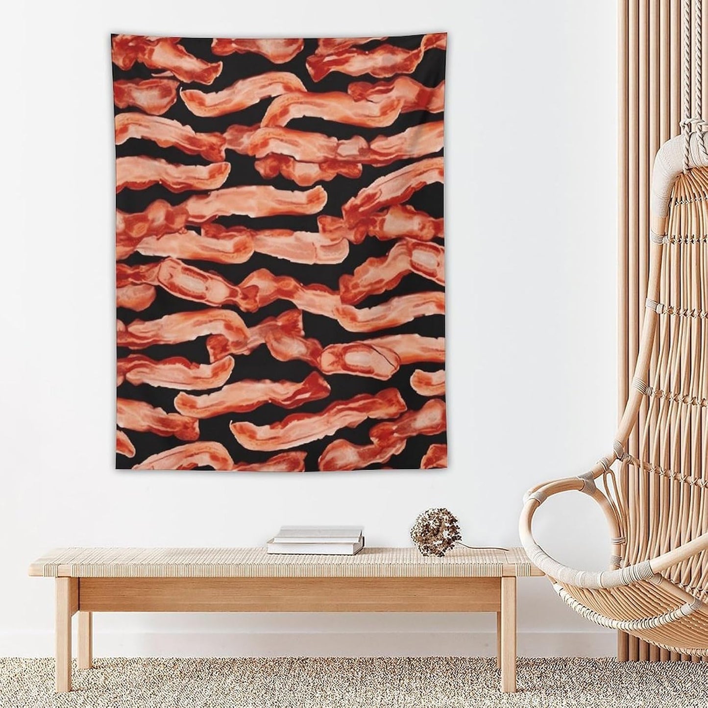 FodPand Bacon Pattern Tapestry Anti-fading Wall Tapestry with Installation Kit Backdrop Banner Multipurpose Aesthetic Tapestries Boho Wall Art Hanging Decorative Blanket 30"x40"